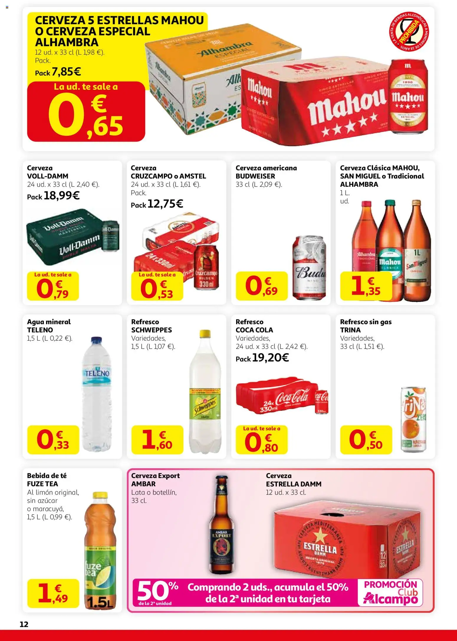 Alcampo - HP Nacional  │ válido desde el 12.02.2026 | Página: 12 | Productos: Cerveza, Té, Agua mineral