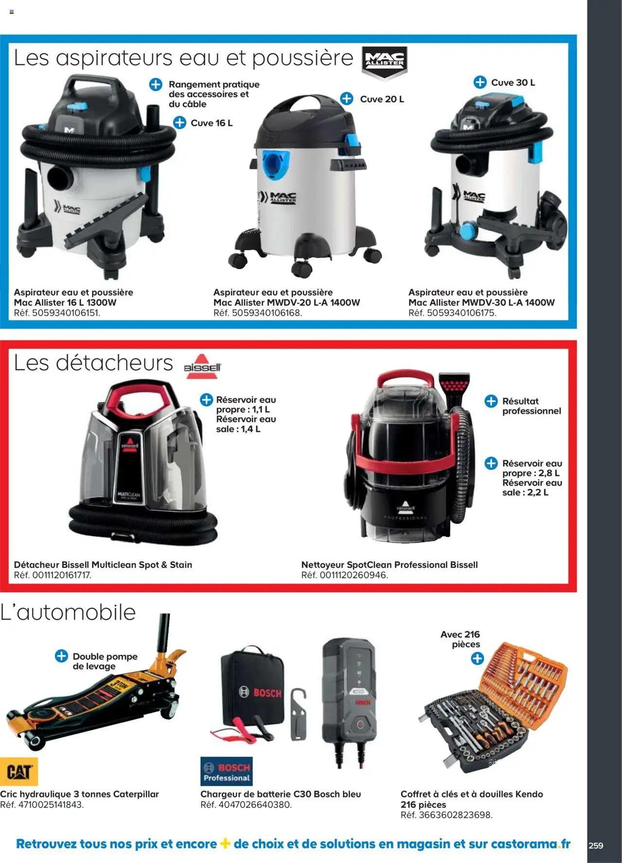 | Page: 259 | Produits: Câble, Cric hydraulique, Aspirateur, Aspirateur eau et poussière