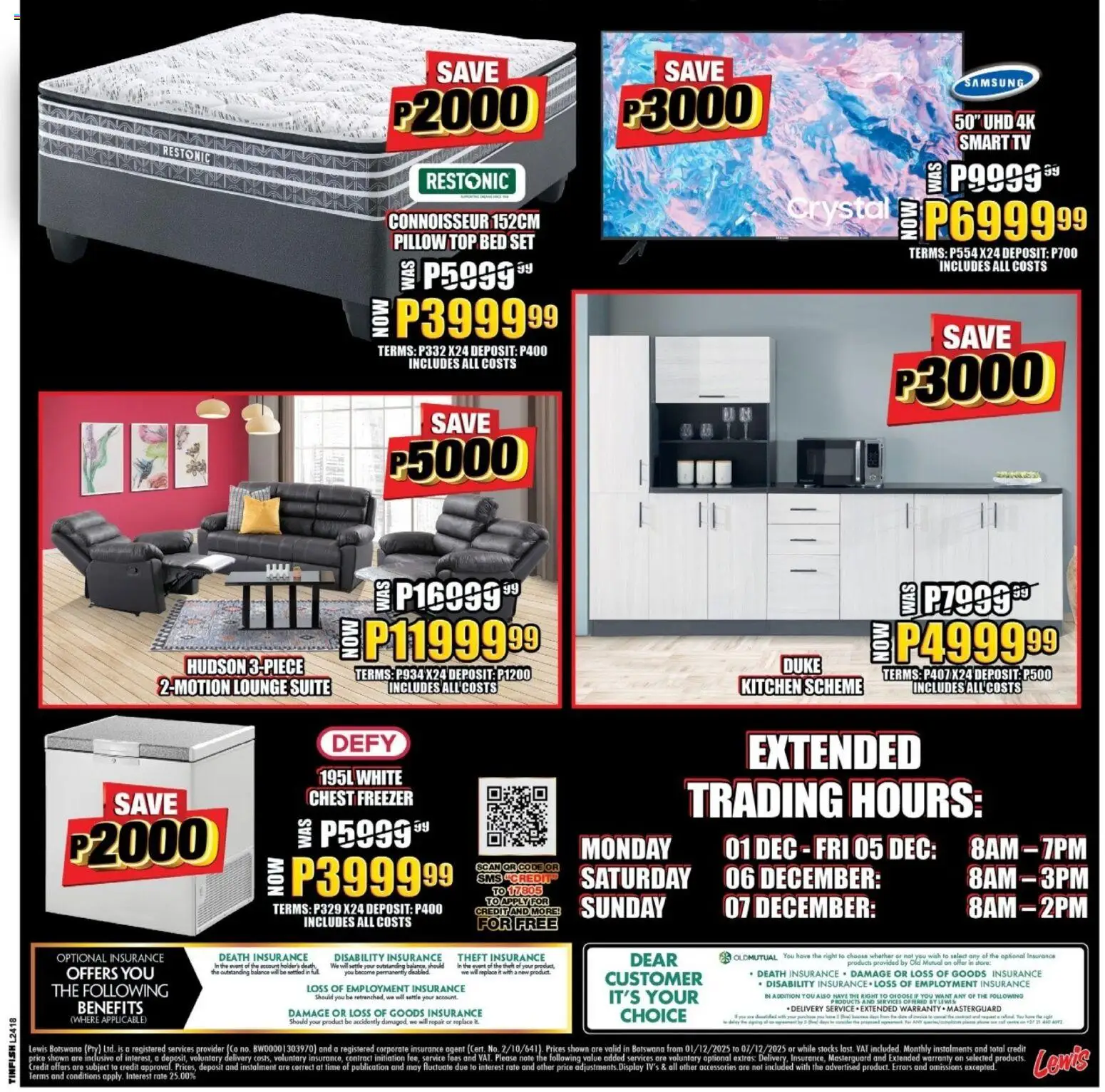 New Lewis Stores catalogue – valid from 01.12.2025 | Page: 3 | Products: Freezer, Lounge suite, Chest freezer, Salad
