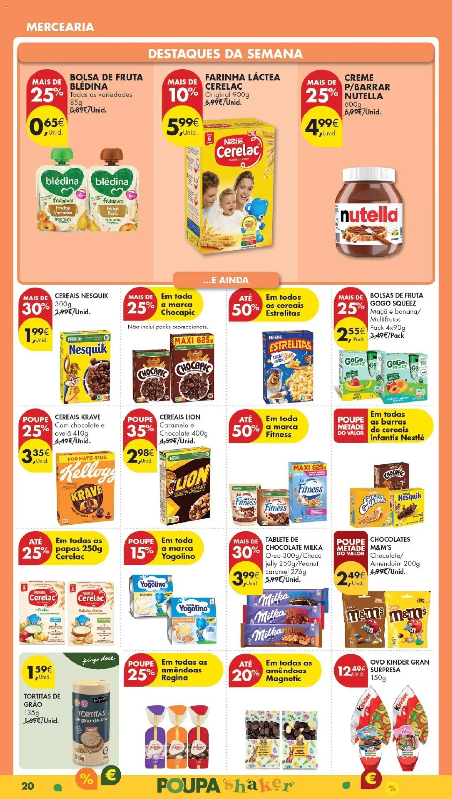 Pingo Doce Poupe Esta Semana Madeira │ válido de 24.02.2026 | Página: 20 | Produtos: Farinha láctea, Banana, Ovo kinder, Granola