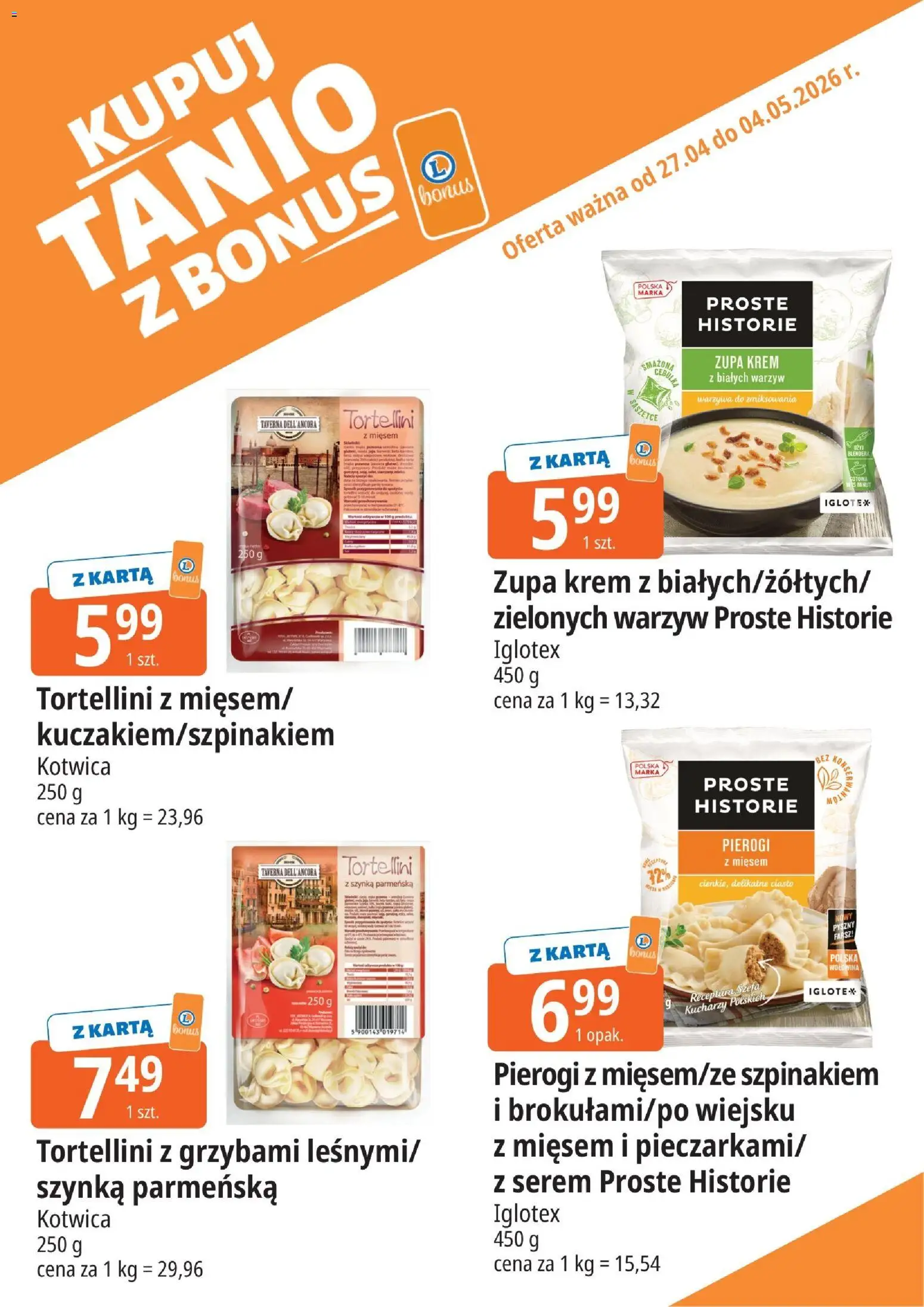 E.Leclerc gazetka - Zamość kupony dodatkowe od 27.04.2026 | Strona: 8 | Produkty: Karta, Tortellini, Zupa, Tortellini z grzybami