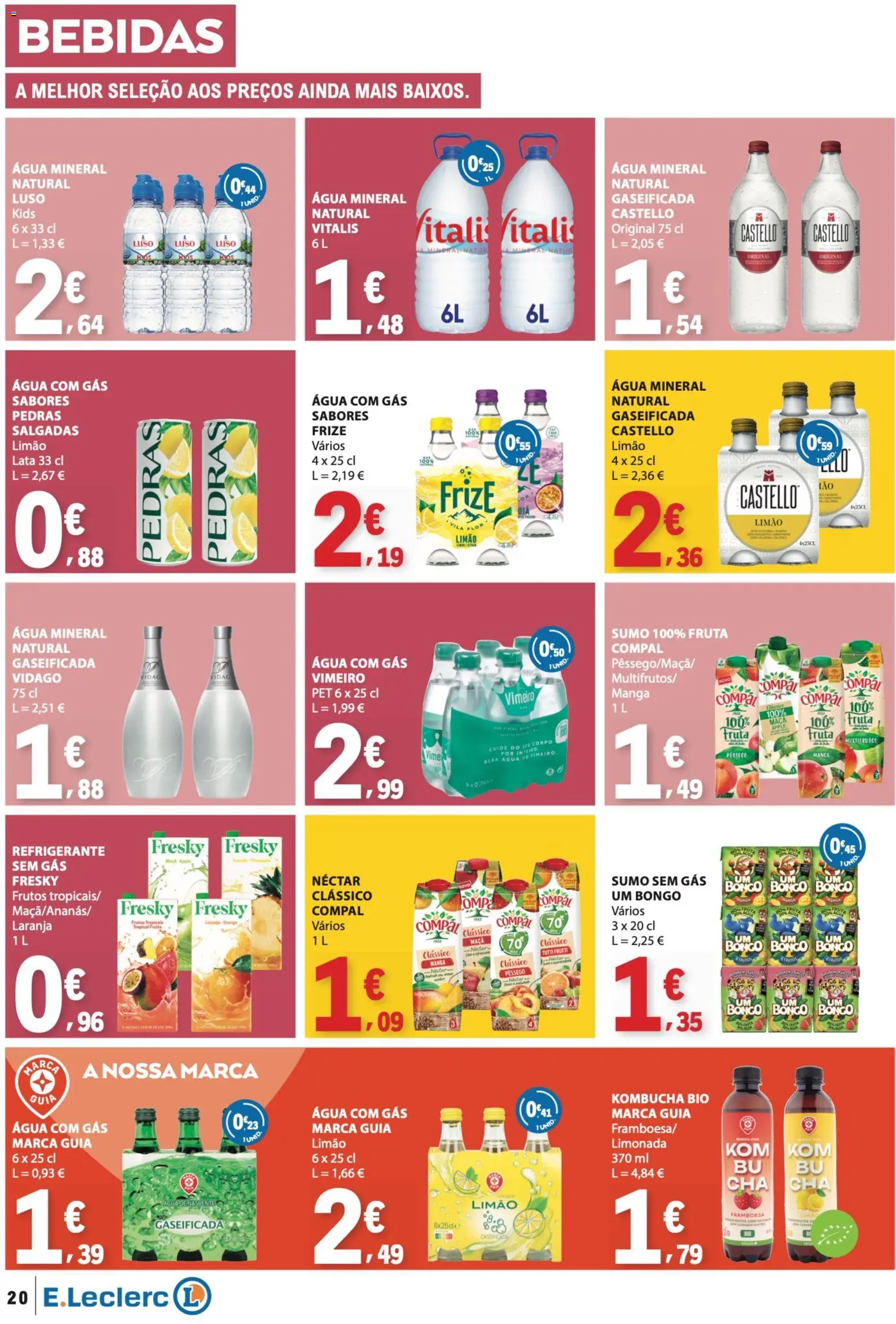E.Leclerc folheto │ válido de 19.03.2026 | Página: 20 | Produtos: Refrigerante, Kombucha, Maça, Água com gás
