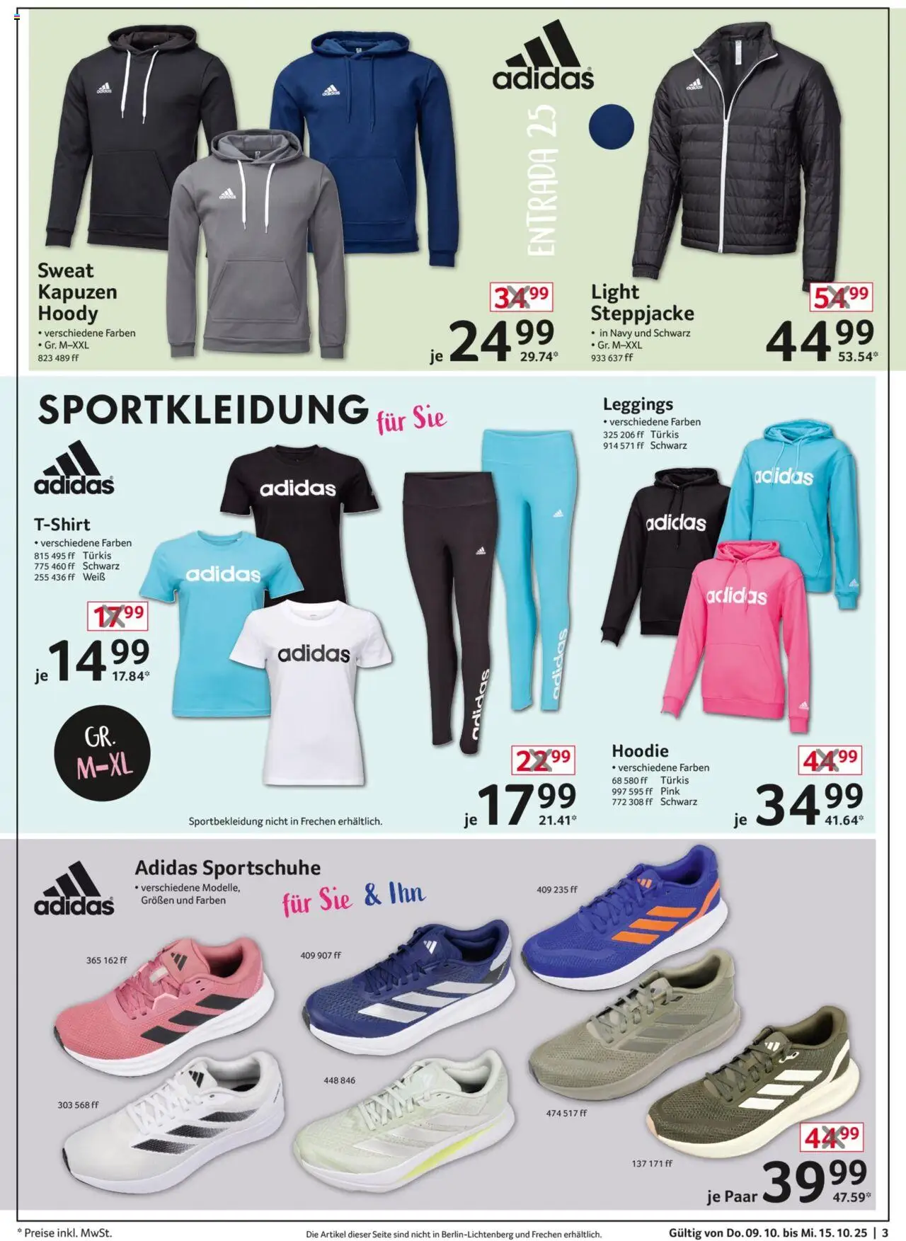 Selgros  Non Food – gültig ab 09.10.2025 | Seite: 3 | Produkte: Hoodie, Steppjacke, Leggings