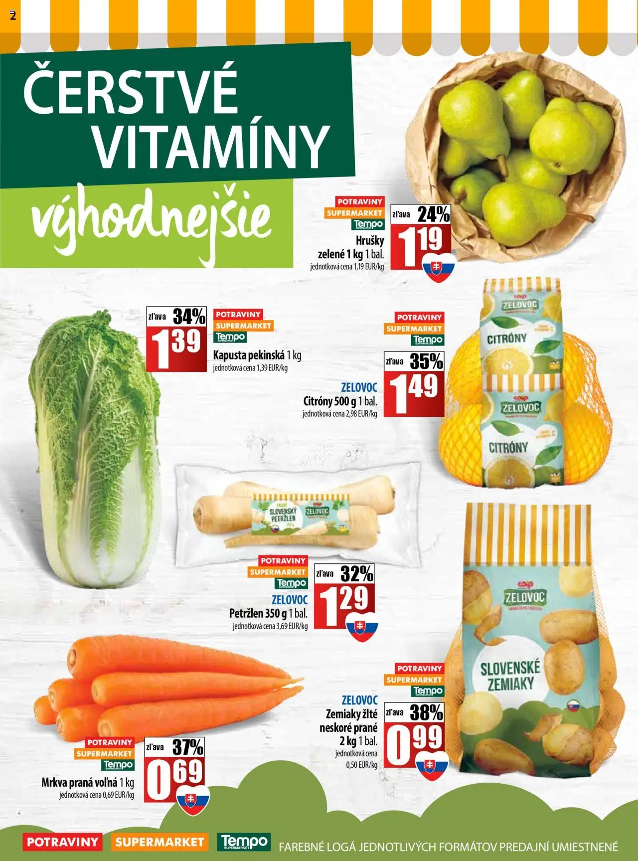 Nové COOP Jednota akcie – leták je platný od 16.10.2025 | Strana: 2 | Produkty: Kapusta, Citróny, Mrkva, Petržlen