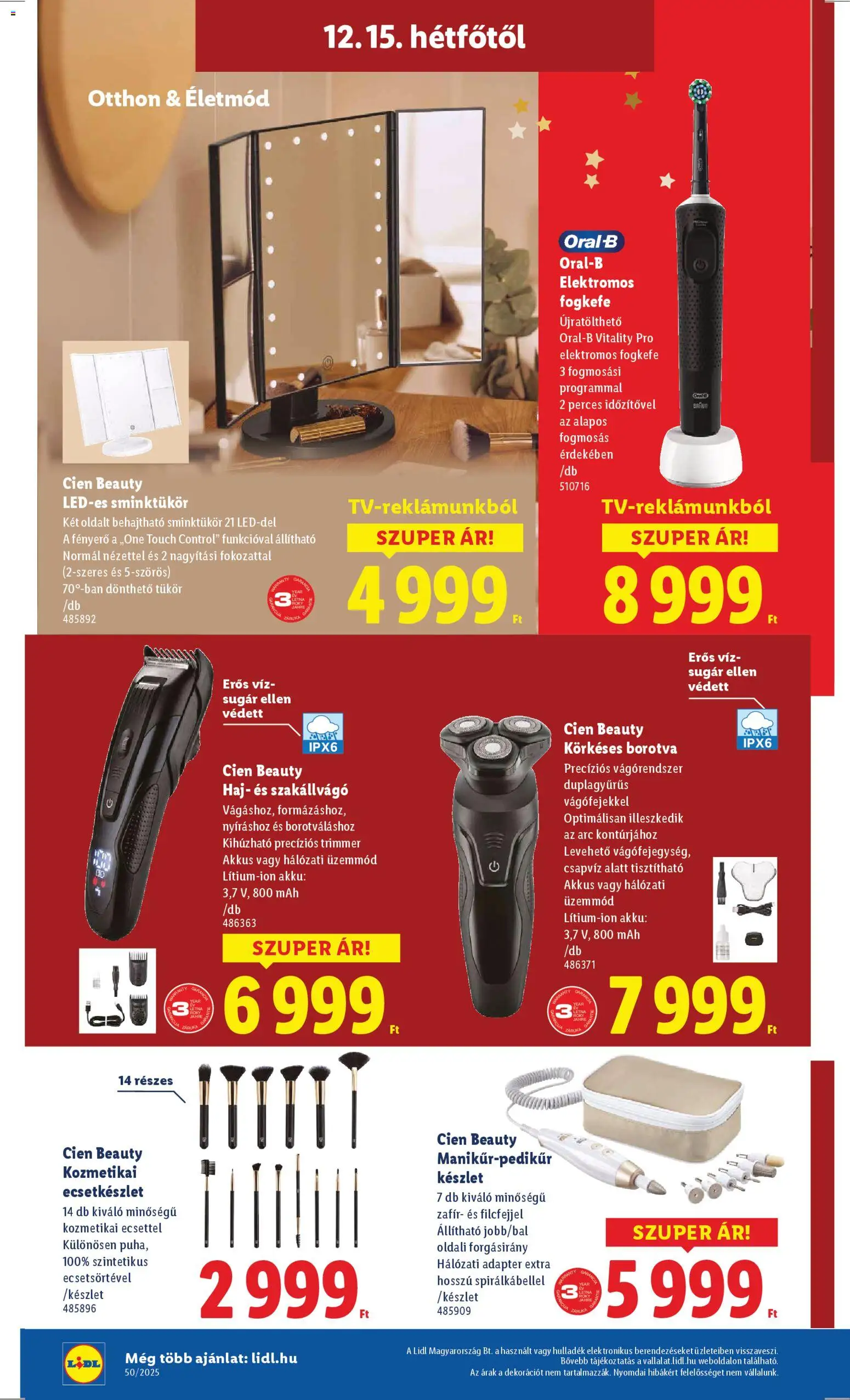 Lidl akciós ujság - amely érvényes a következő dátumtól: 11.12.2025 | Oldal: 16 | Termékek: Elektromos fogkefe, Borotva, Tükör, Fogkefe