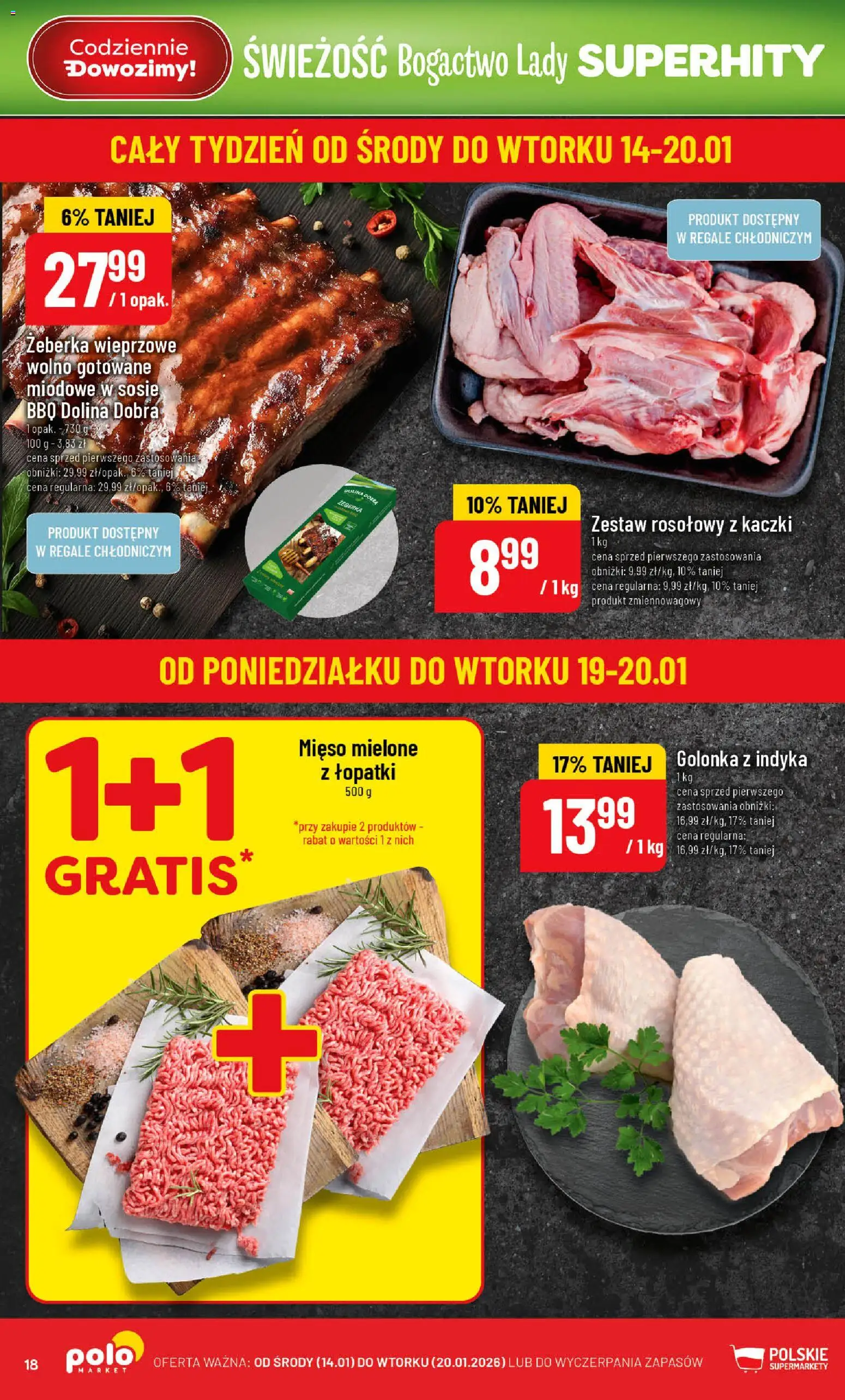 POLOmarket Gazetka od 14.01.2026 | Strona: 18 | Produkty: Mięso, Wolno gotowane, Mięso mielone