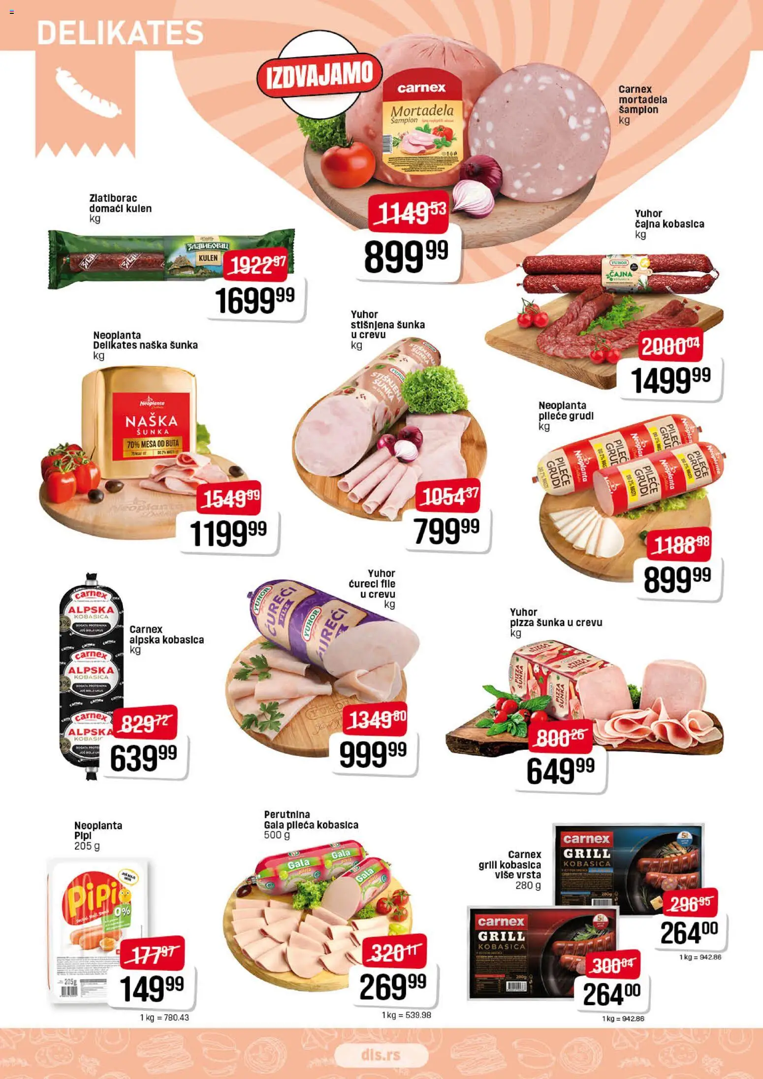 DIS katalog - važi od 02.01.2026 | Strana: 2 | Proizvode: Pileće grudi, Mast, Pizza šunka, Kobasica