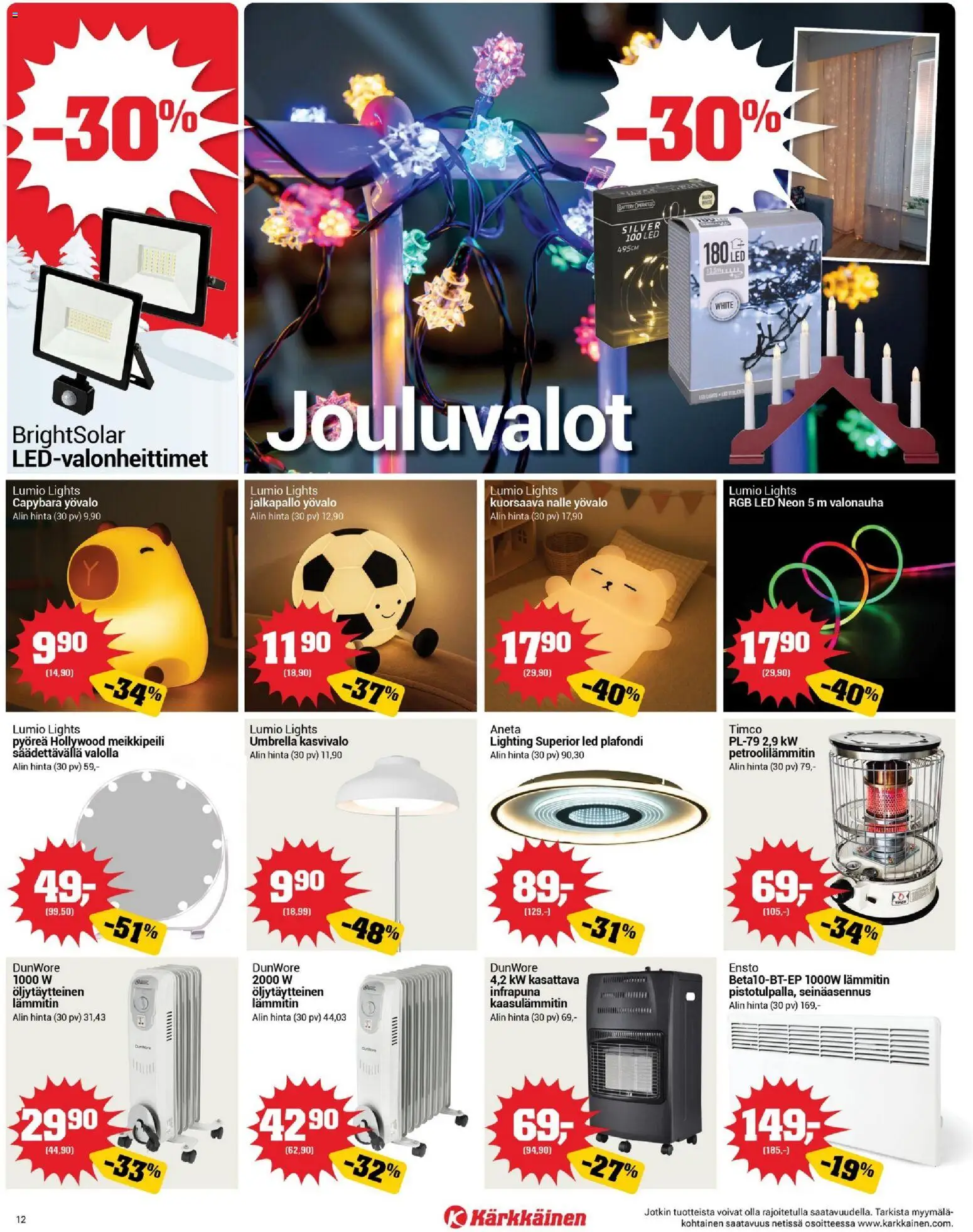 Kärkkäinen tarjoukset – voimassa 03.11.2025 alkaen | Sivu: 12 | Tuotteet: Jalkapallo, Jouluvalot, Meikkipeili