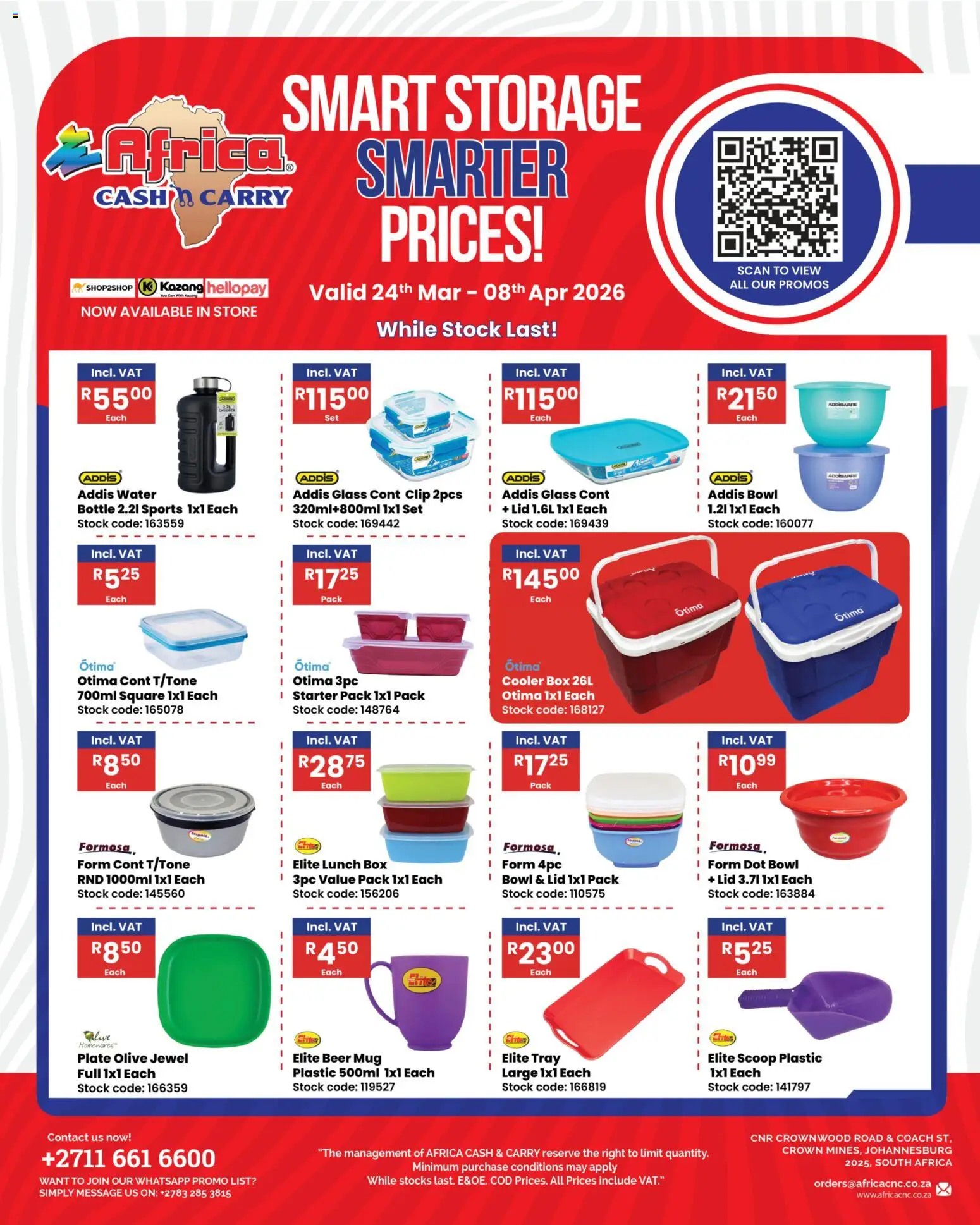 New Africa Cash & Carry catalogue – valid from 24.03.2026 | Page: 1 | Products: Tray, Bowl, Mug, Stock
