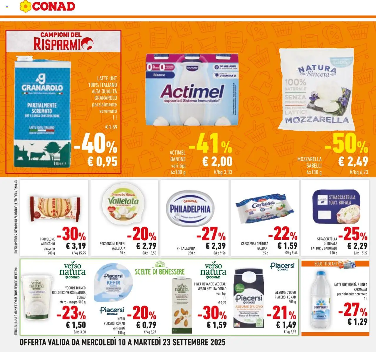 Volantino Conad del 10.09.2025 | Pagina: 22 | Prodotti: Yogurt, Mozzarella, Crescenza, Stracciatella