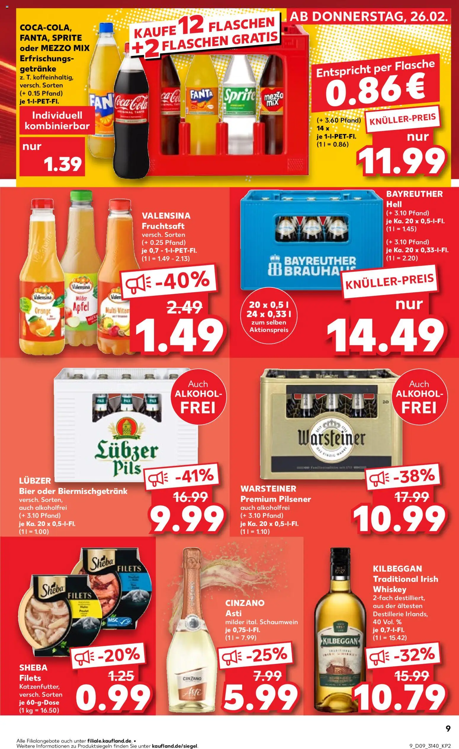 Kaufland prospekt Leipzig	 – gültig ab 26.02.2026 | Seite: 9 | Produkte: Sheba, Bier, Warsteiner, Whiskey