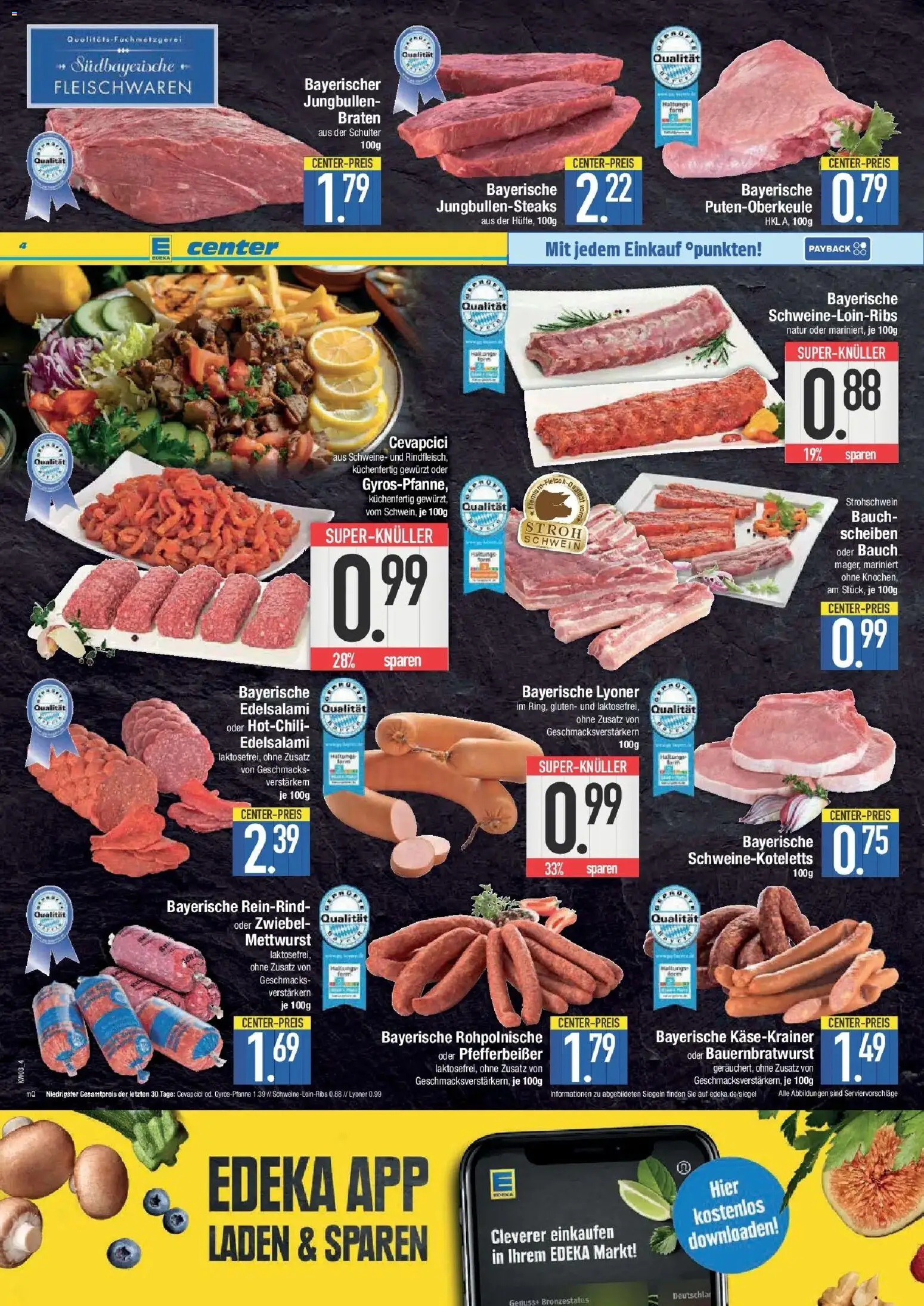 Edeka prospekt Bayerisch Gmain	 – gültig ab 11.01.2026 | Seite: 4 | Produkte: Cevapcici, Käsekrainer, Salami, Steak