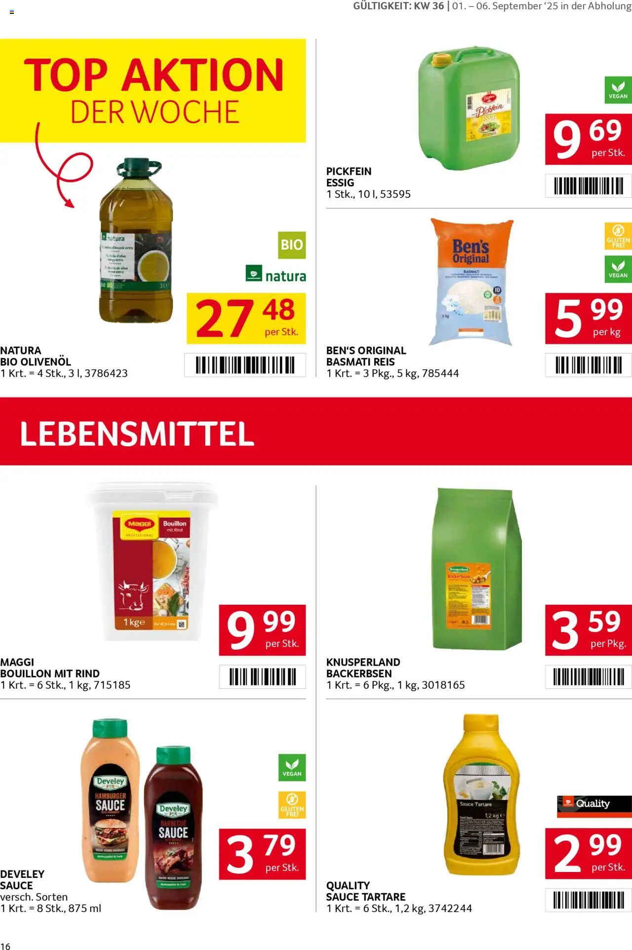 Transgourmet Flugblatt gültig ab 31.08.2025 | Seite: 16 | Produkte: Libacomb, Reis