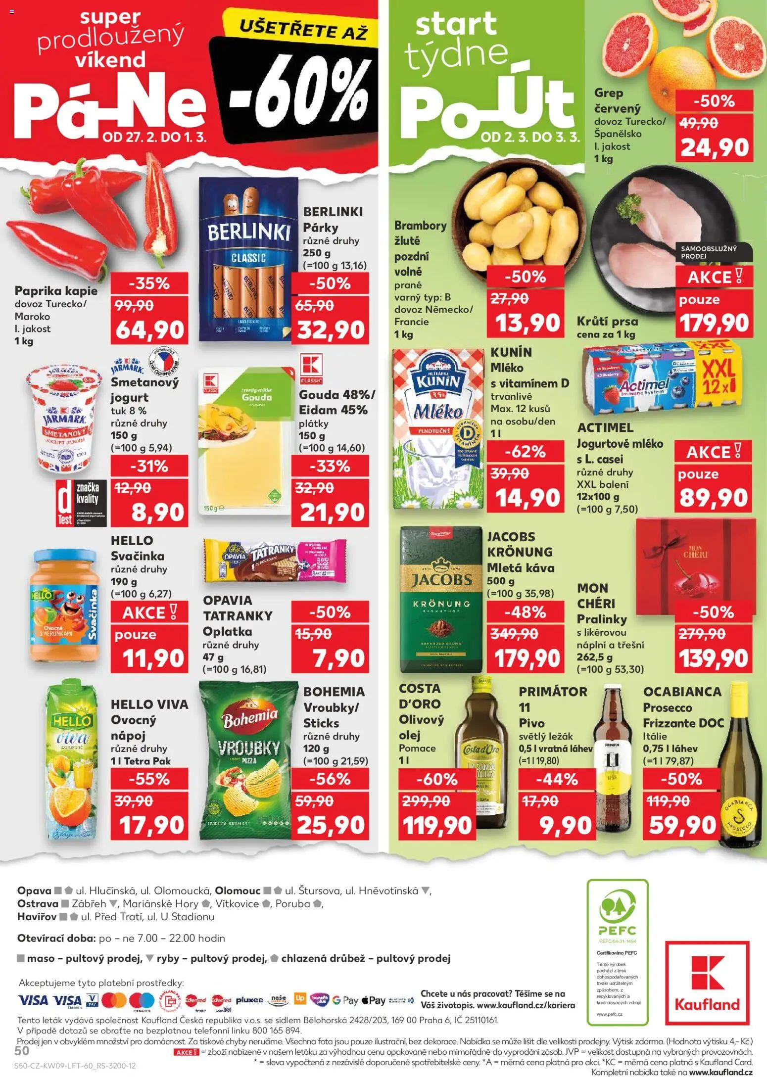 Kaufland leták - Ostrava od 25.02.2026 | Strana: 50 | Produkty: Primátor 11, Párky, Ryby, Eidam