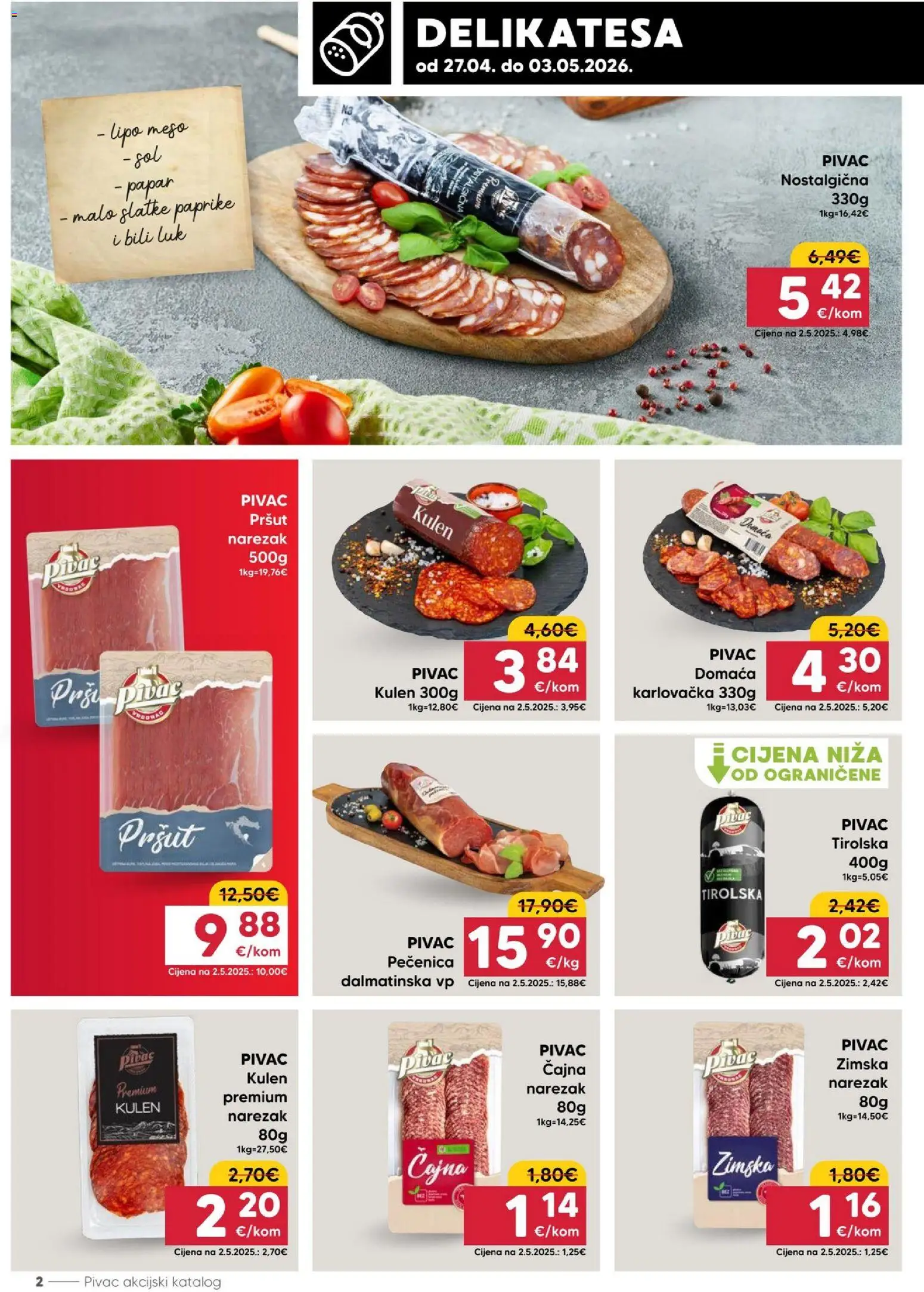Pivac katalog | vrijedi od 27.04.2026 | Stranica: 2 | Proizvodi: Pršut, Luk, Sol, Kulen