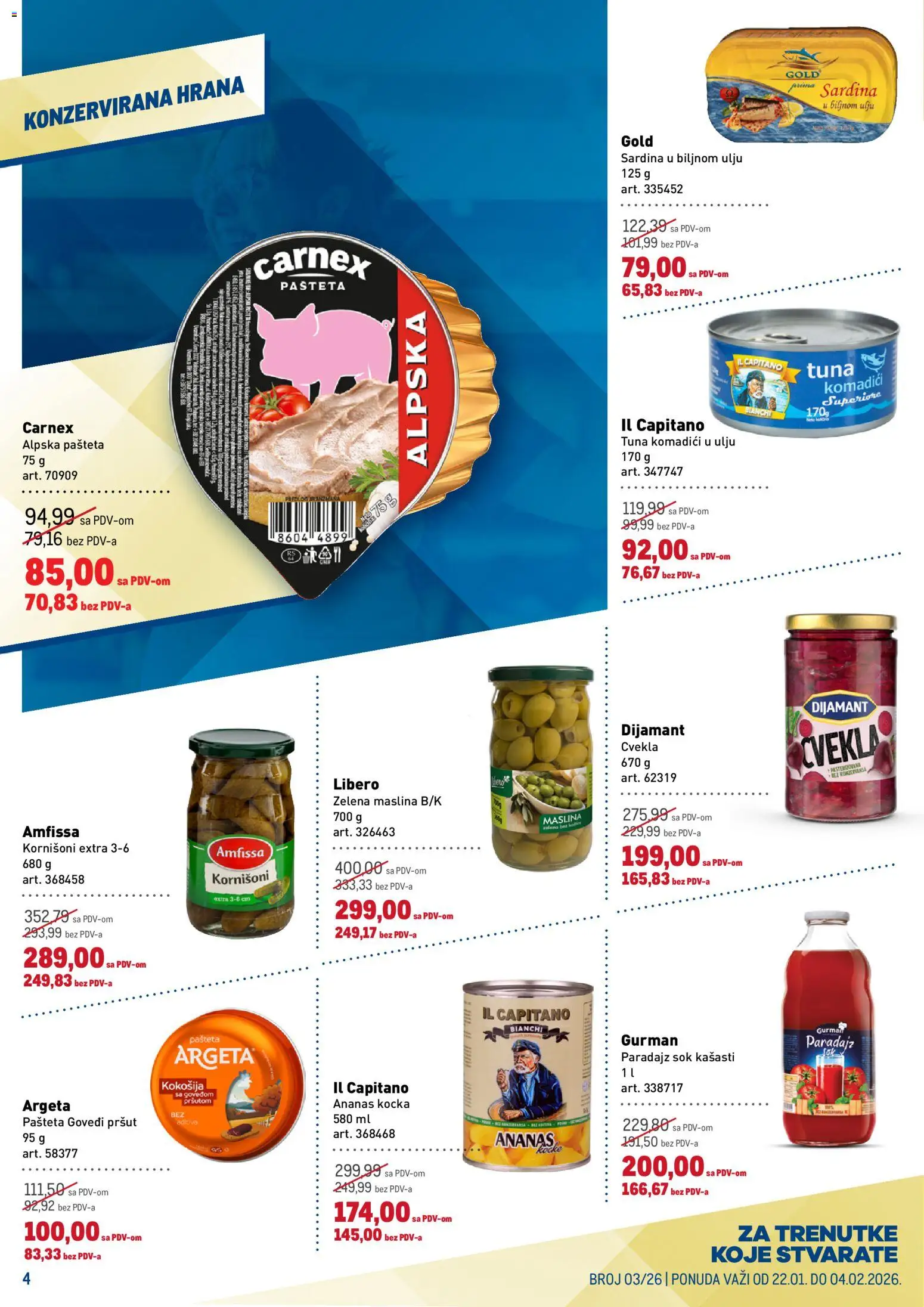 Metro katalog - važi od 22.01.2026 | Strana: 4 | Proizvode: Cvekla, Kornišoni, Pašteta, Sardina