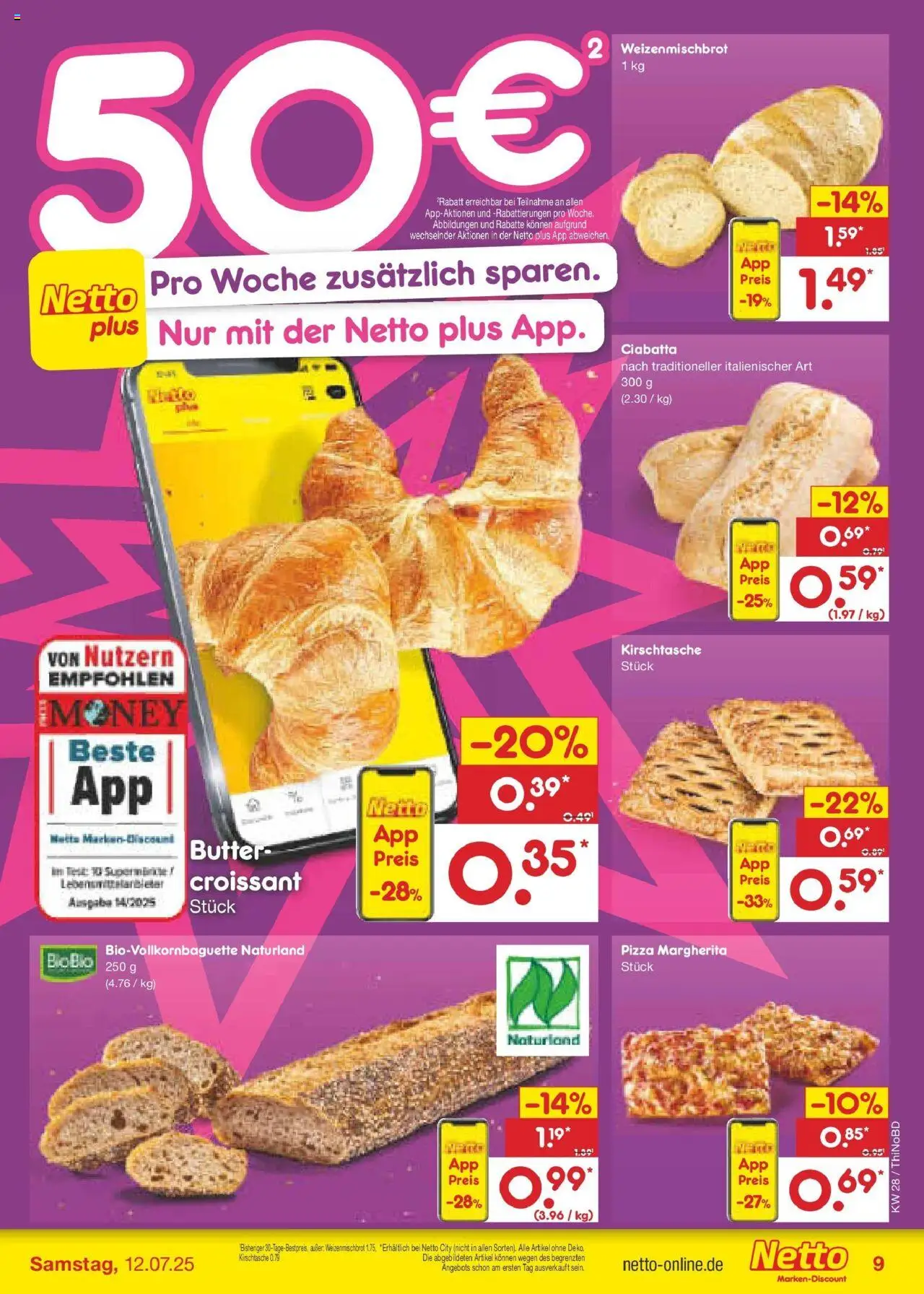 Netto Marken-Discount prospekt Herzberg	 - gültig ab dem 07.07.2025 | Seite: 11 | Produkte: Butter, Baguette, Croissant, Pizza
