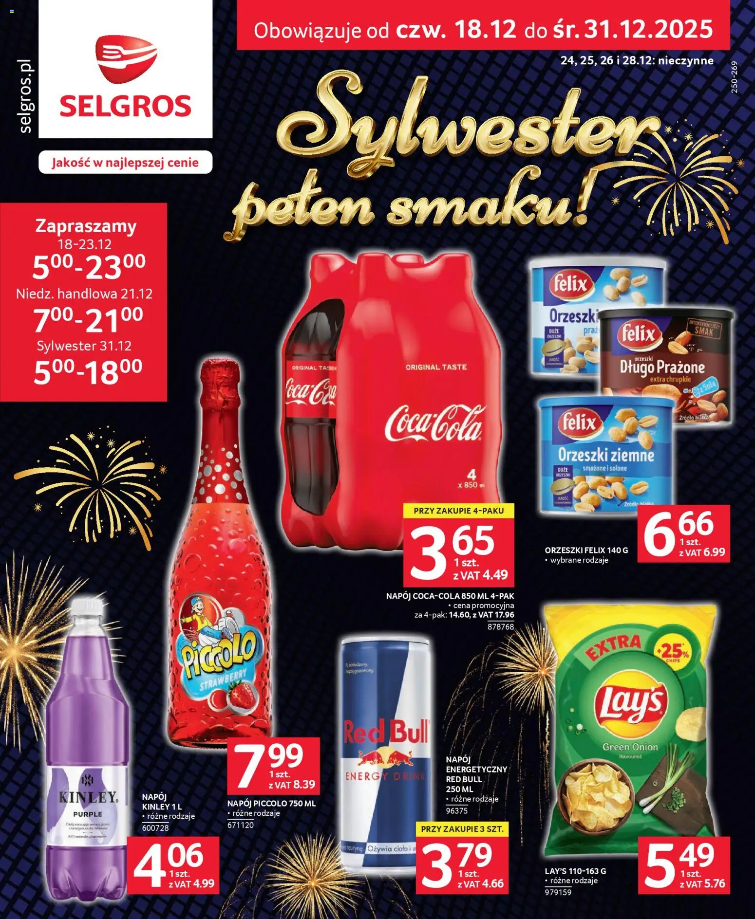 Selgros cash&carry Gazetka - Sylwester Pełen Smaku od 18.12.2025 | Strona: 1 | Produkty: Red bull, Orzeszki ziemne