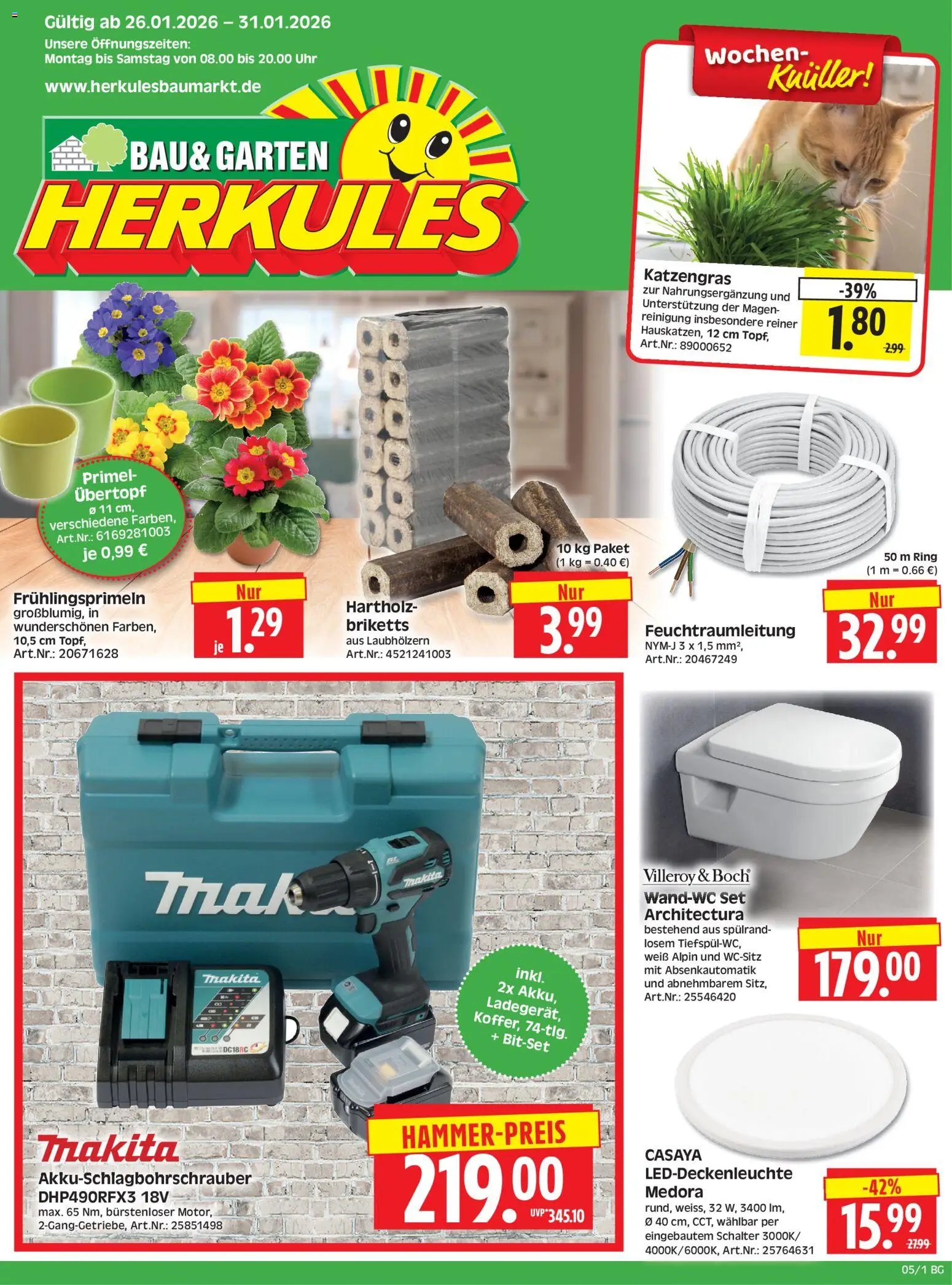 HERKULES Bau & Garten – gültig ab 26.01.2026 | Seite: 1 | Produkte: Uhr