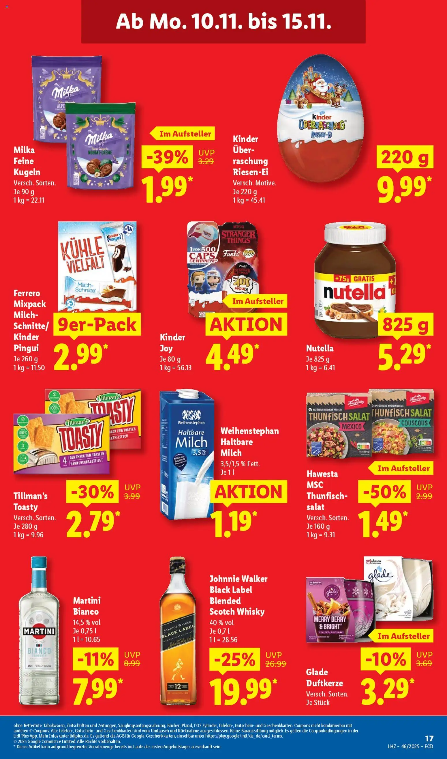 Lidl - Prospekt – gültig ab 10.11.2025 | Seite: 23 | Produkte: Whisky, Thunfisch, Milka, Nutella