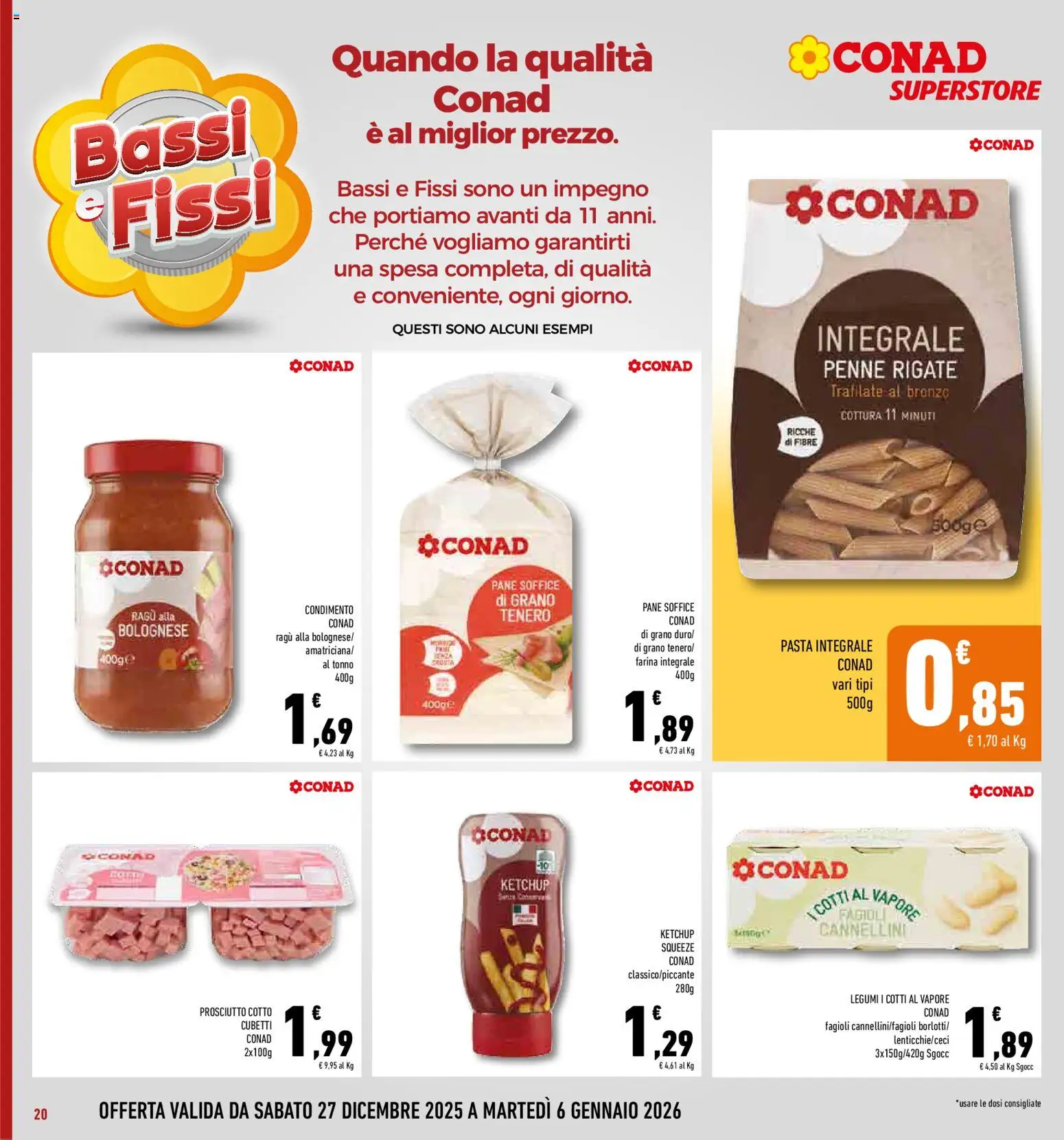 Volantino Conad del 27.12.2025 | Pagina: 20 | Prodotti: Cannellini, Pasta, Ragú, Penne