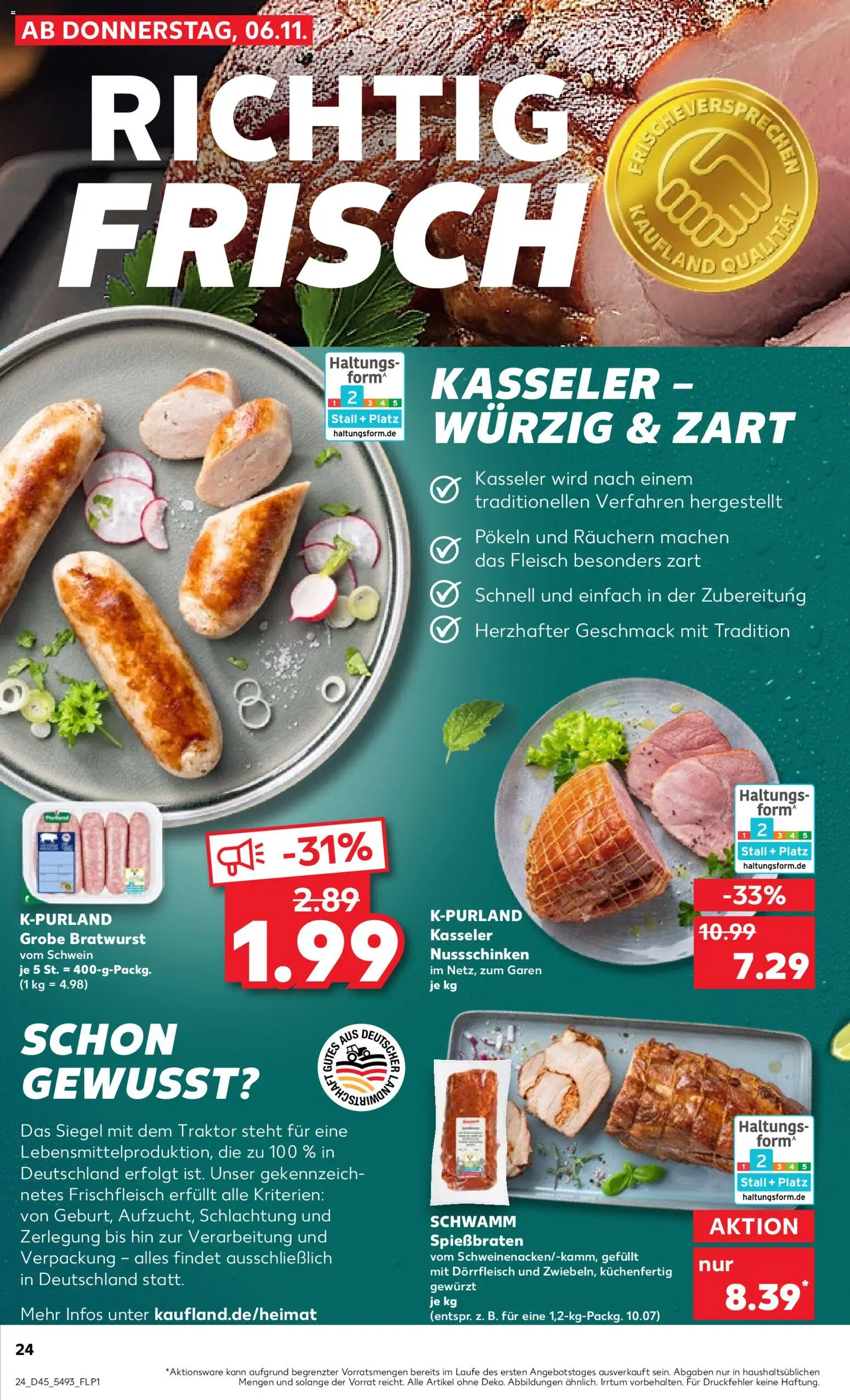 Kaufland prospekt Speyer	 – gültig ab 06.11.2025 | Seite: 24 | Produkte: Bratwurst, Fleisch