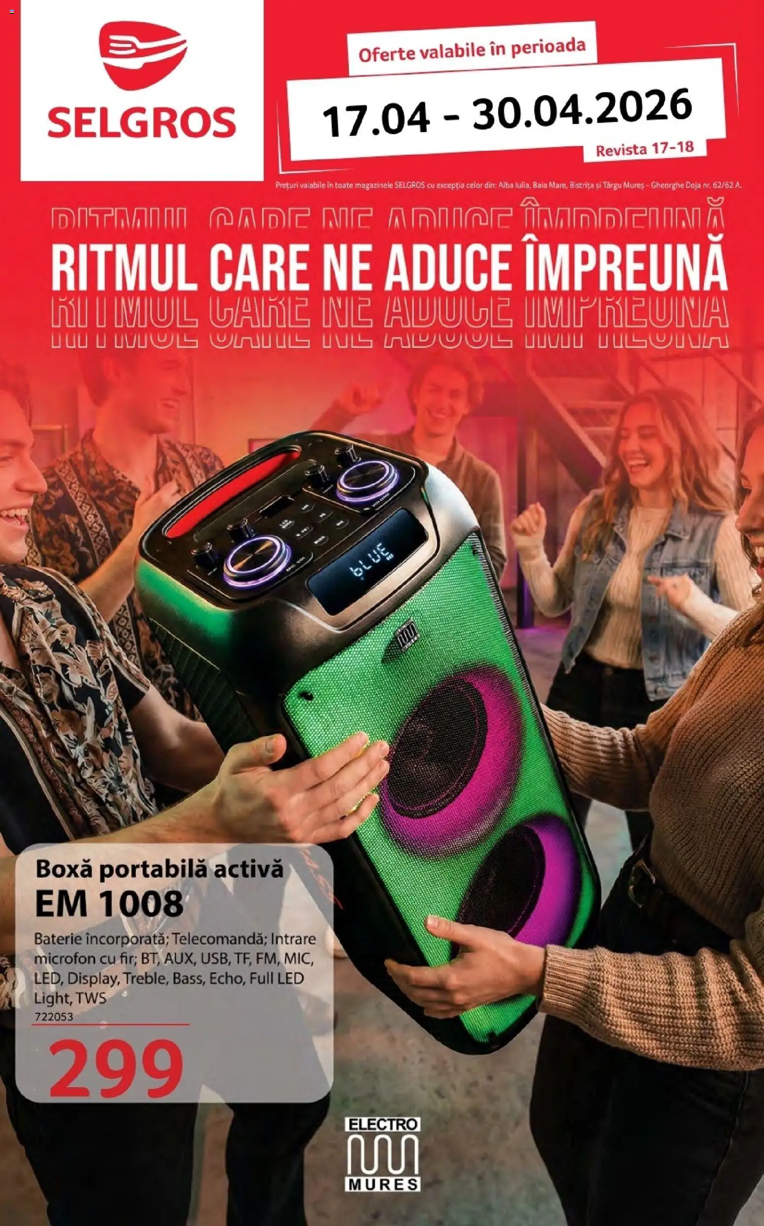 Noul catalog Selgros – valabil de la 17.04.2026 | Pagină: 1 | Produse: Microfon, Babak, Baterie, Boxă portabilă