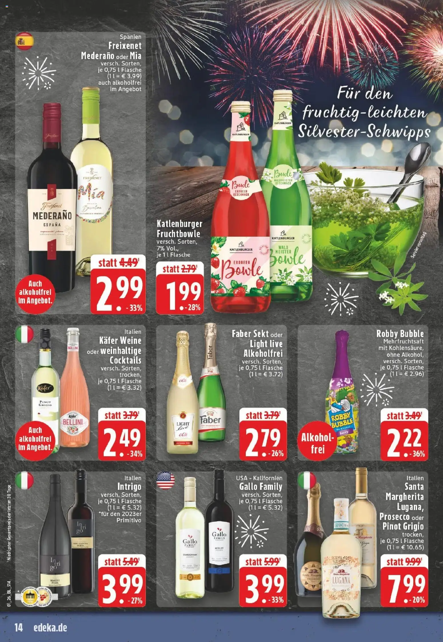 Edeka prospekt Beckum - Neubeckum	 – gültig ab 28.12.2025 | Seite: 14 | Produkte: Sekt, Merlot, Freixenet mederano, Prosecco