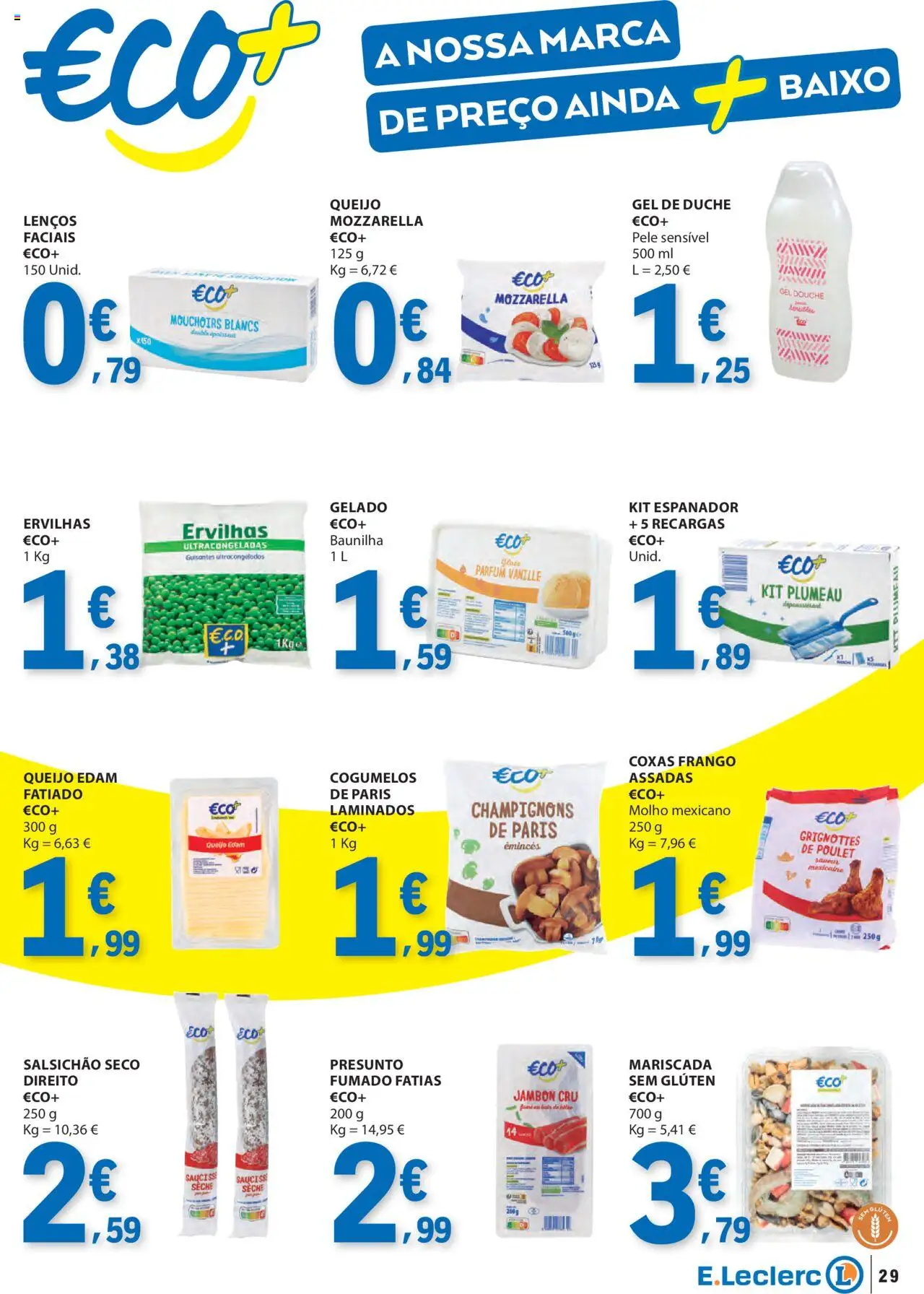 E.Leclerc folheto │ válido de 21.08.2025 | Página: 29 | Produtos: Gelado, Queijo, Presunto, Cogumelos