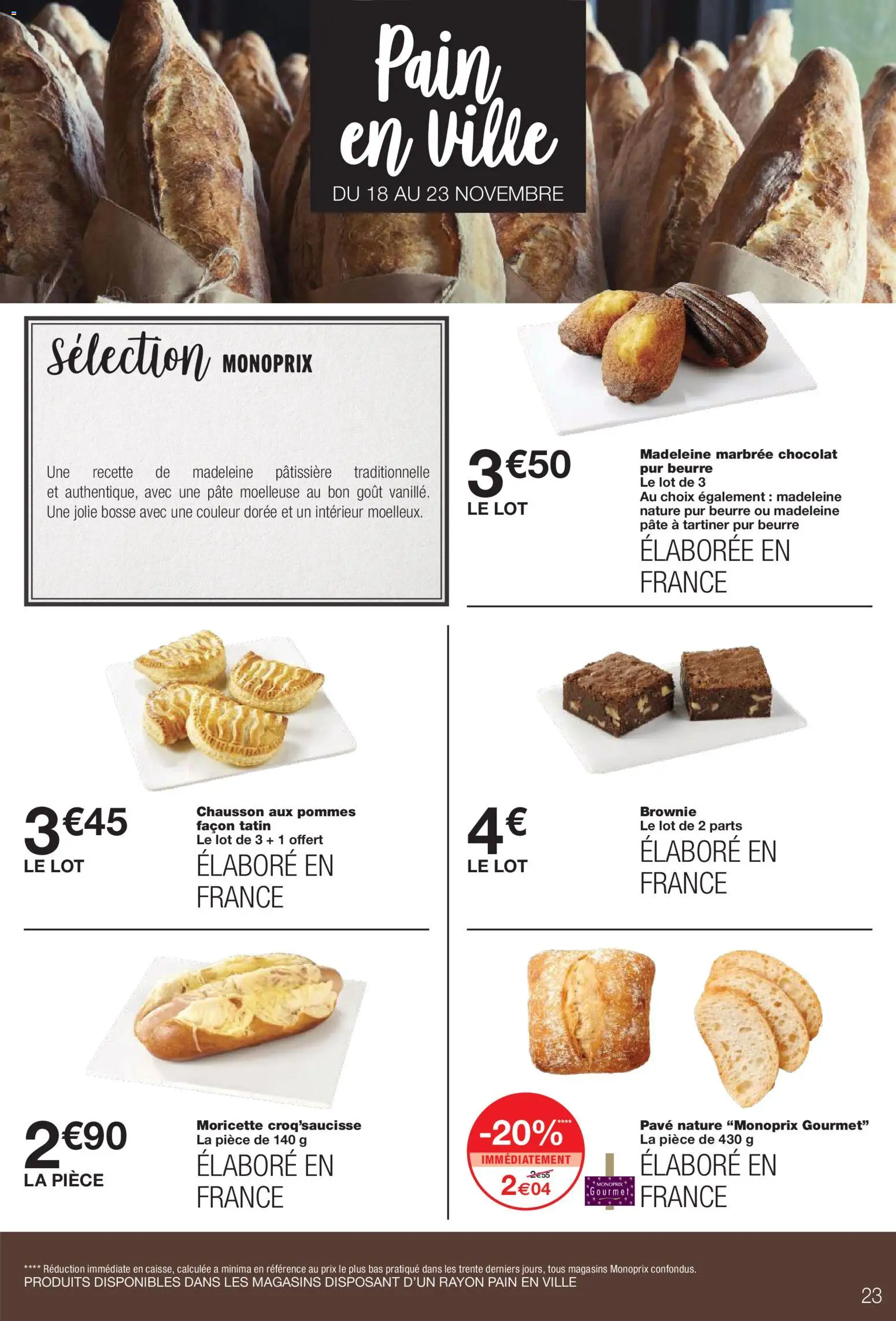 {H1} | Page: 23 | Produits: Pâte à tartiner, Beurre, Pain, Pommes