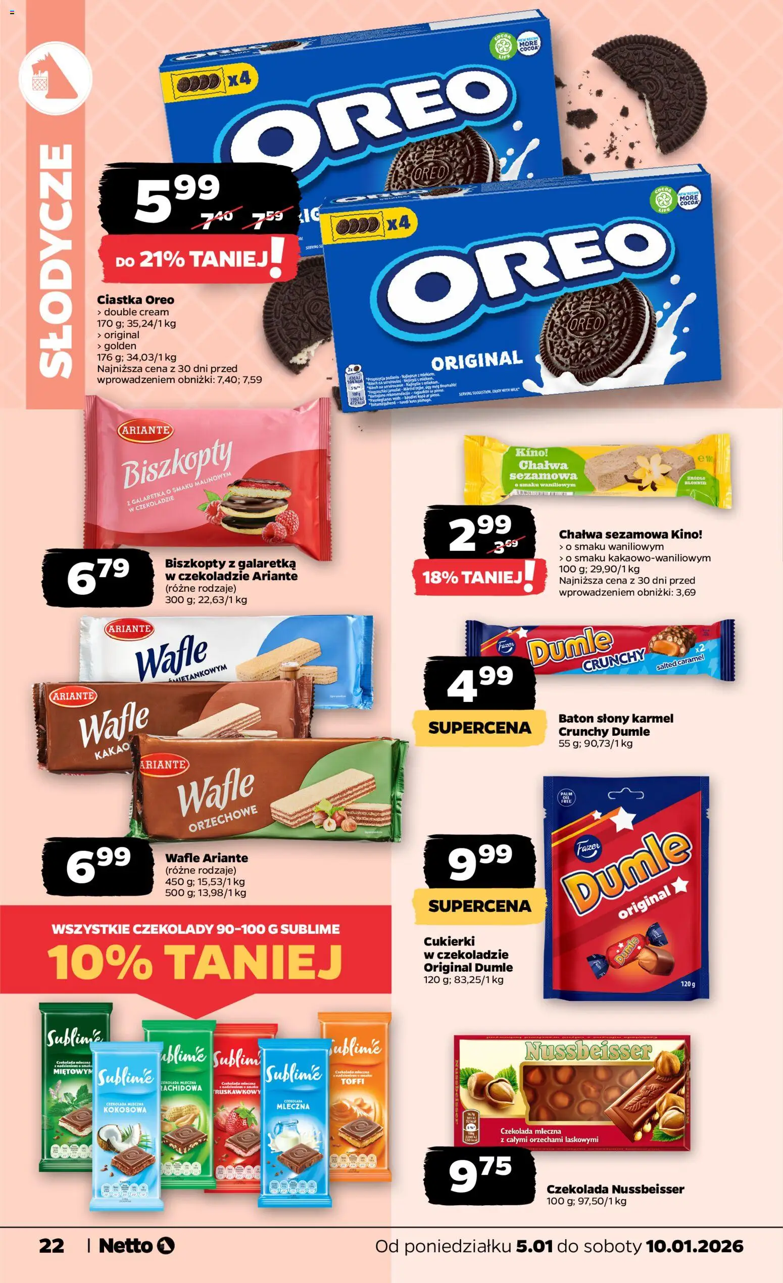 Netto gazetka - Spożywcza od 05.01.2026 | Strona: 22 | Produkty: Kakao, Ciastka Oreo, Cukierki, Ciastka