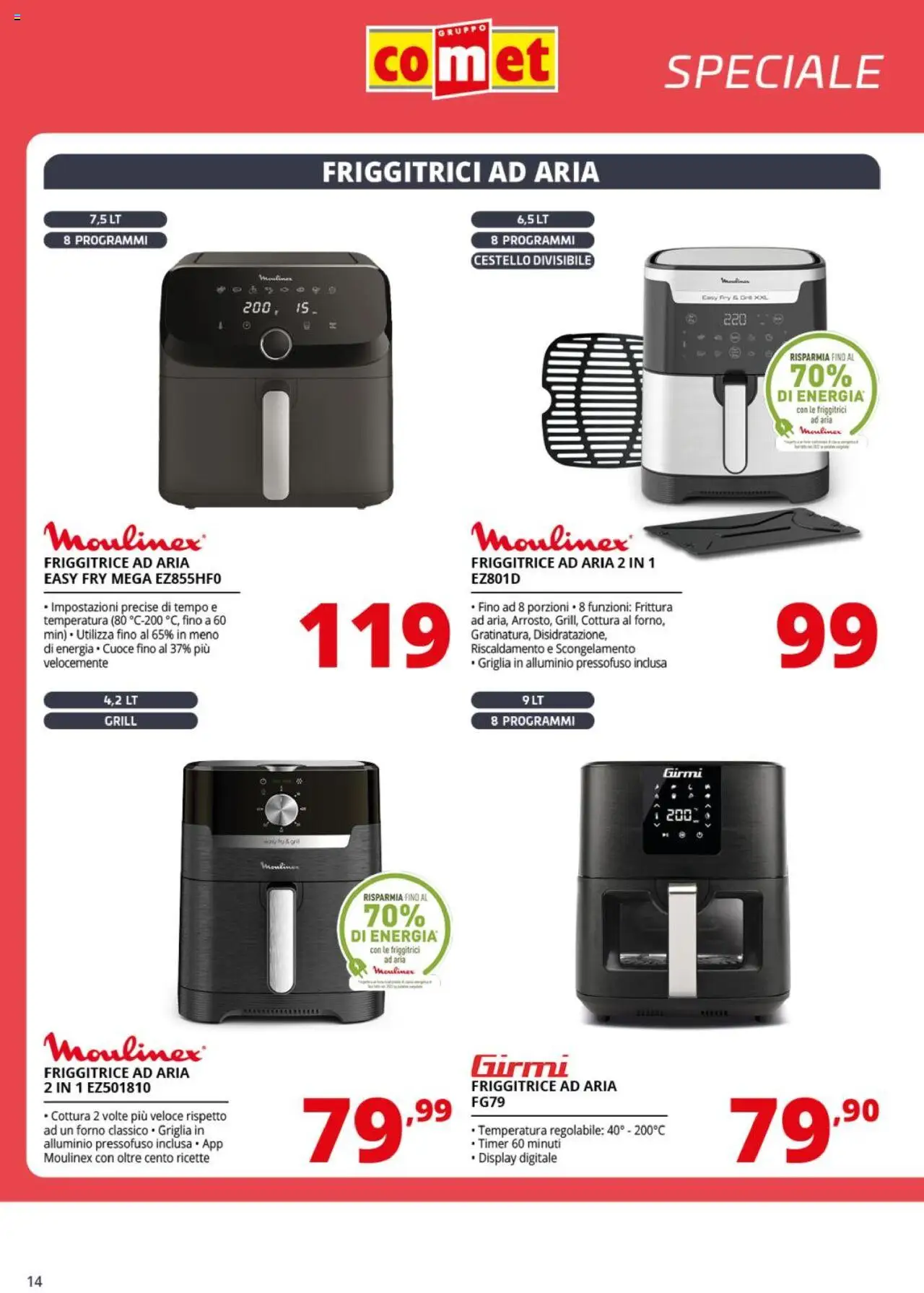 Volantino Comet del 10.10.2025 | Pagina: 14 | Prodotti: Friggitrice ad aria, Forno, Griglia, Friggitrice