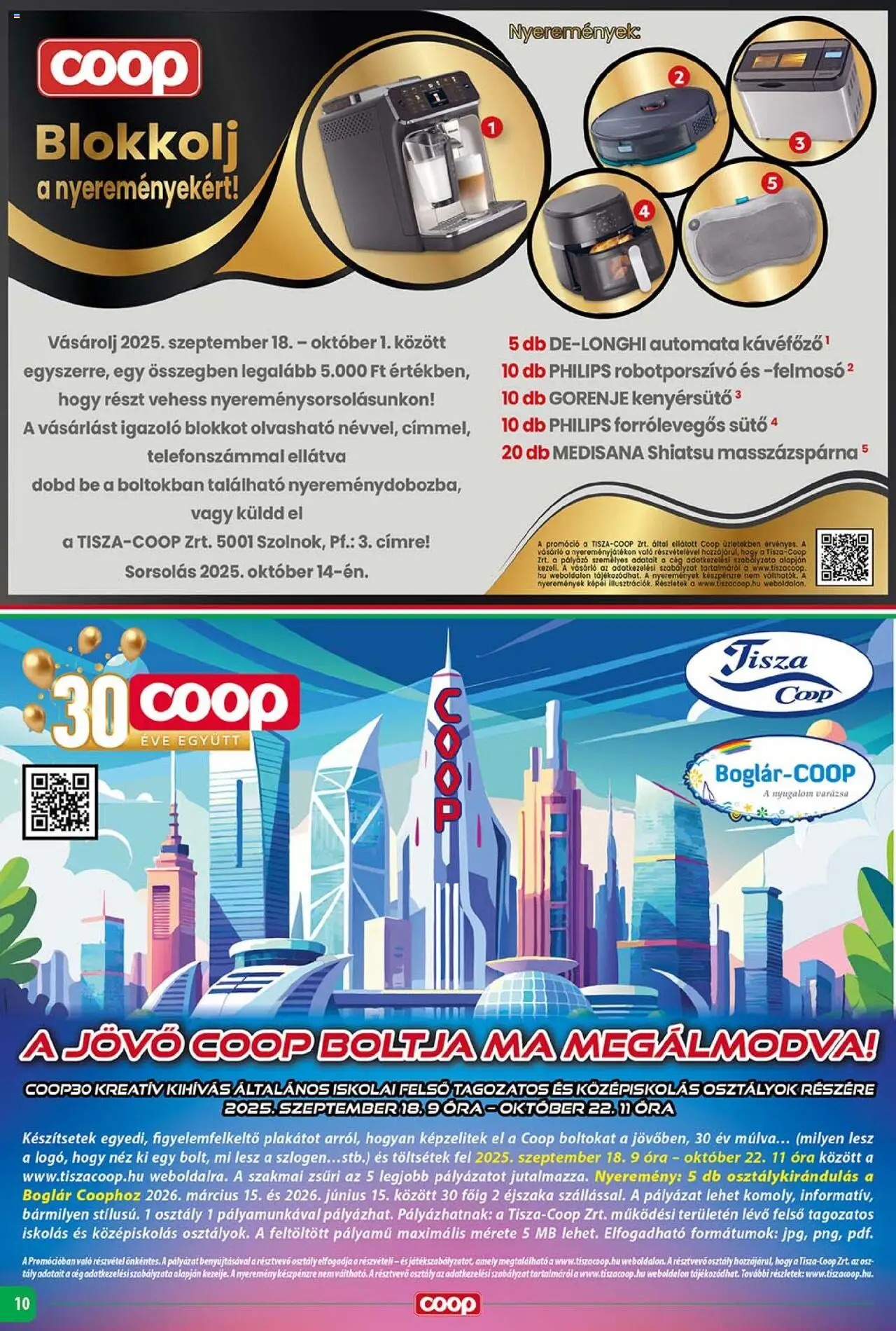 COOP akciós ujság - amely érvényes a következő dátumtól: 18.09.2025 | Oldal: 10 | Termékek: Felmosó, Sütő, Kenyérsütő, Robotporszívó