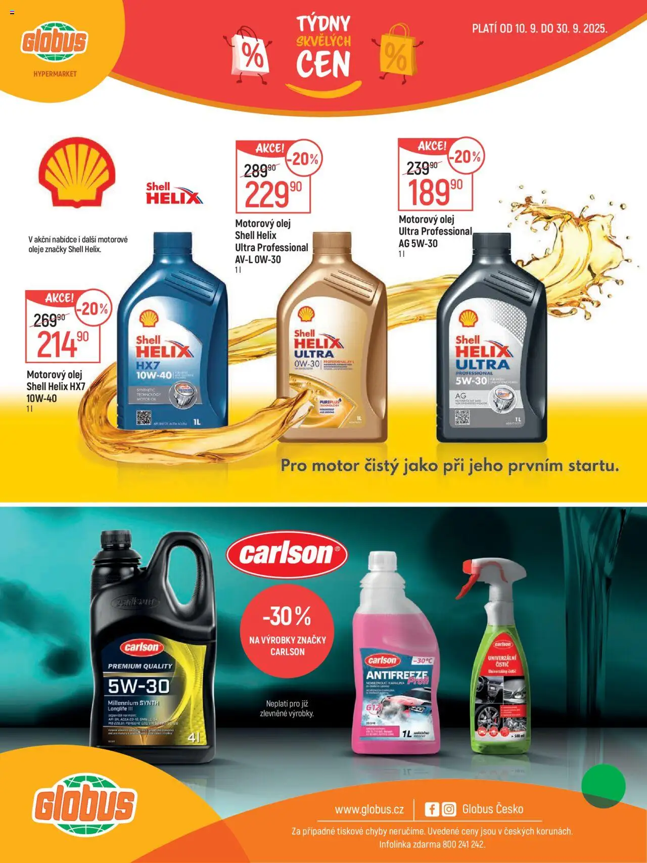 Globus leták - Havířov od 10.09.2025 | Strana: 29 | Produkty: Oleje, Globus, Motorový olej 10W40, Motorový olej