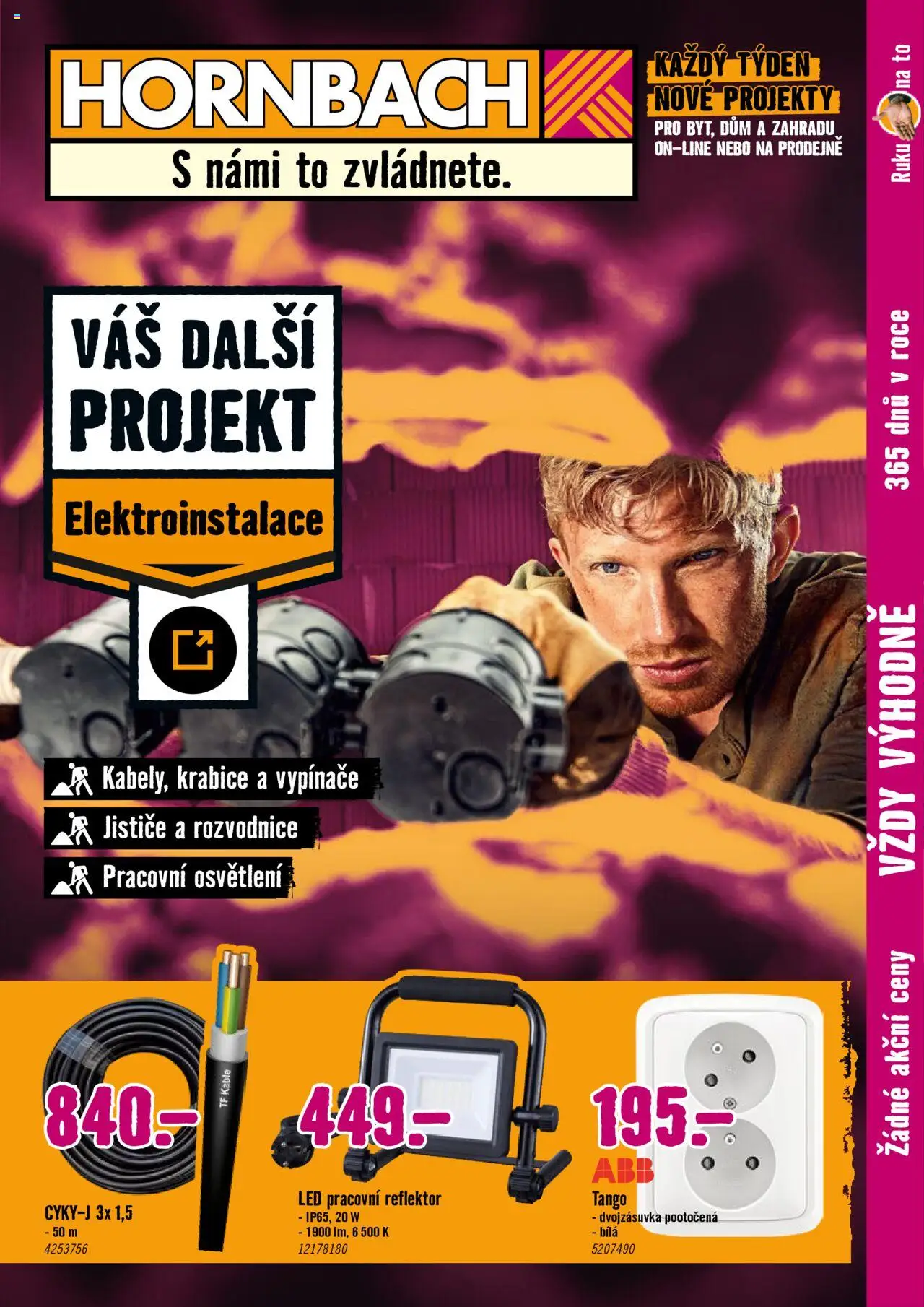 HORNBACH leták - Elektroinstalace od 10.09.2025 | Strana: 1 | Produkty: Krabice, Reflektor, LED