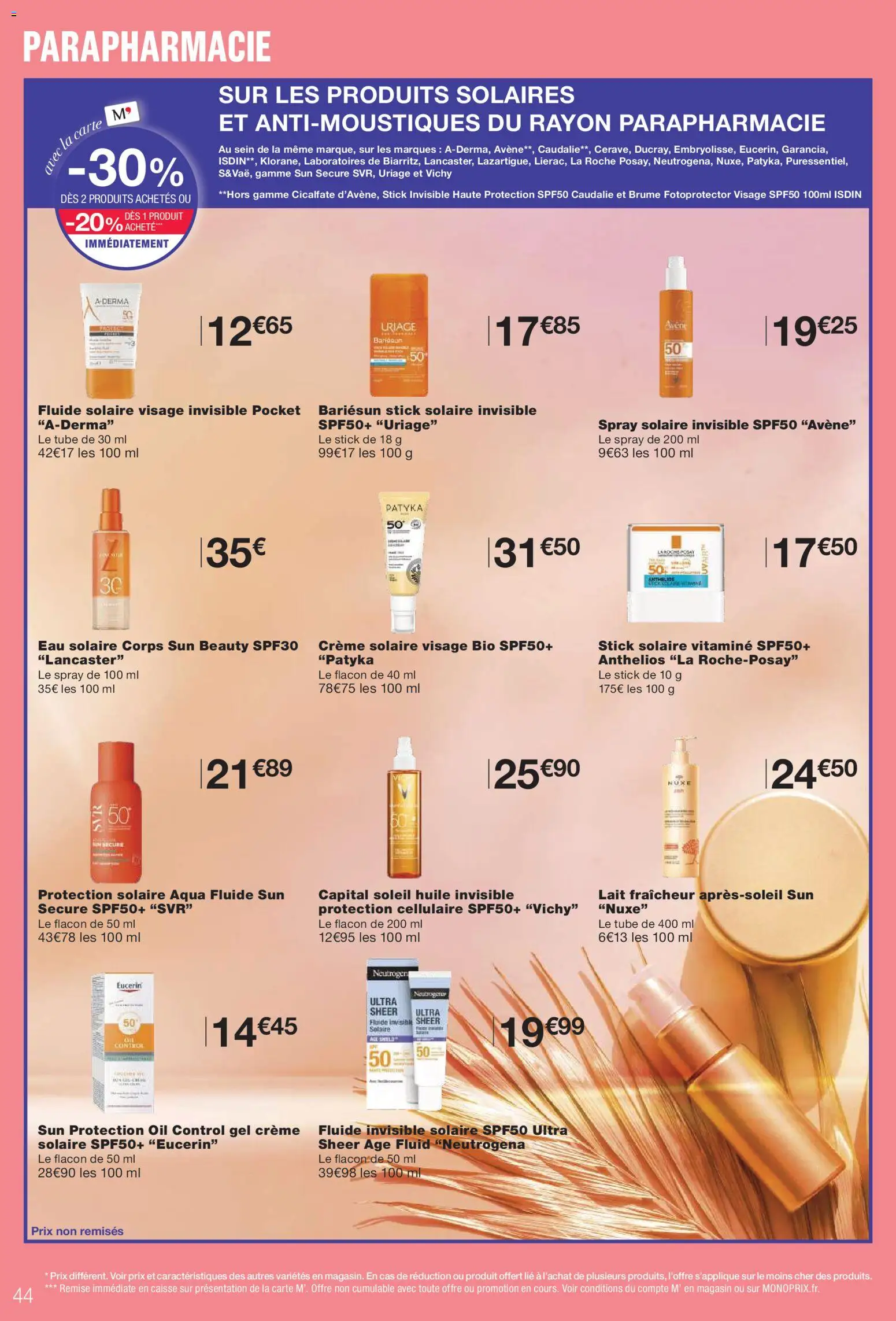 {H1} | Page: 44 | Produits: Crème solaire, Lait, Huile, Crème