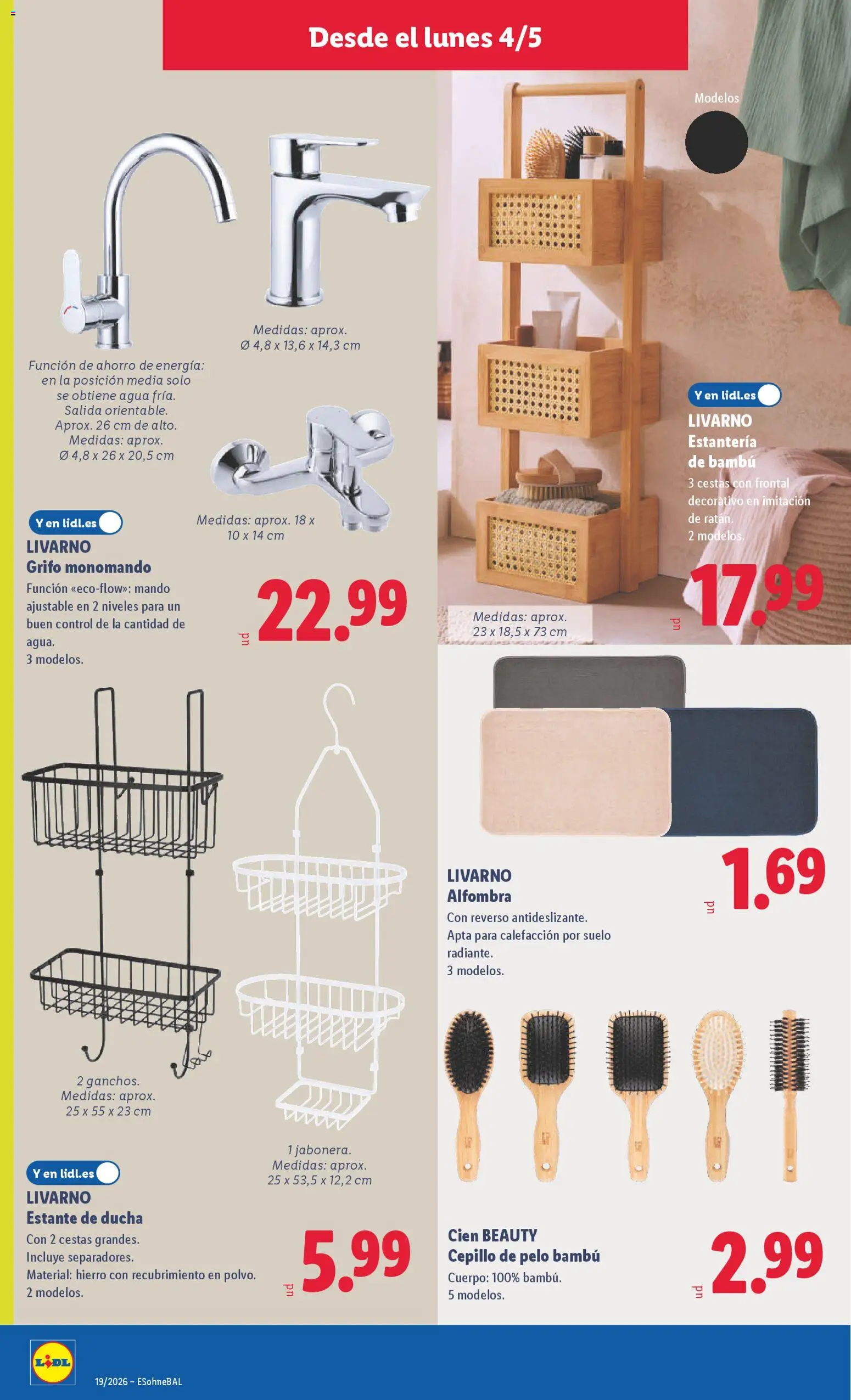 Lidl folleto de bazar │ válido desde el 04.05.2026 | Página: 12 | Productos: Cepillo, Estante, Ducha, Alfombra