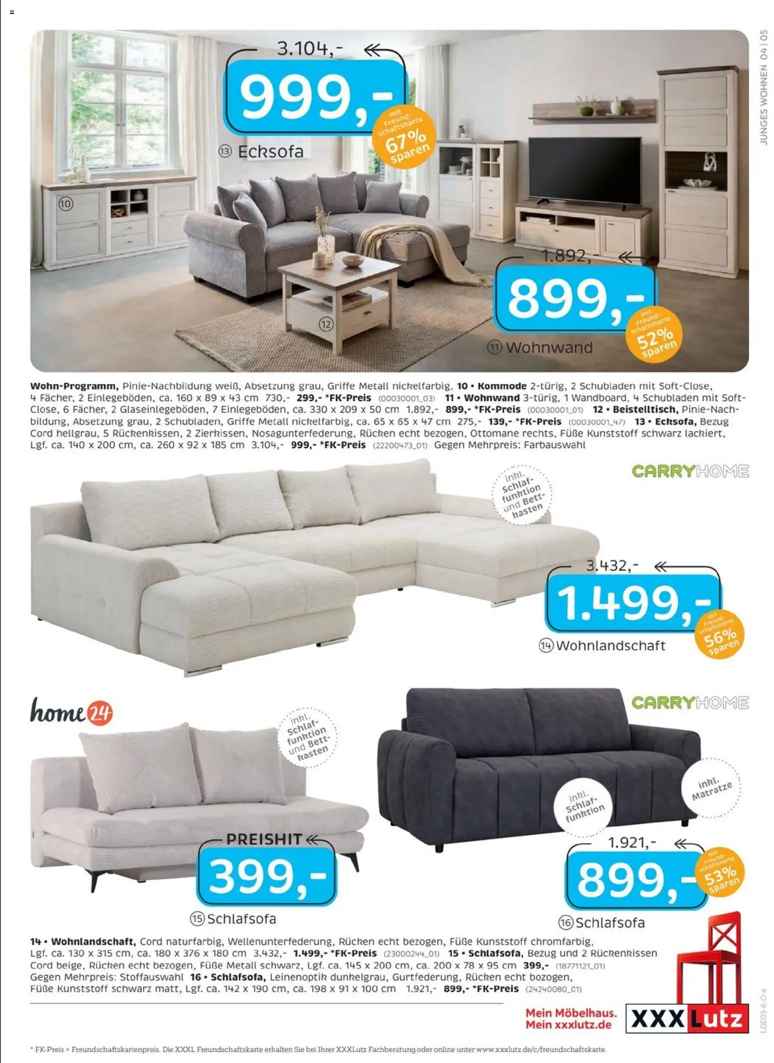 XXXL Lutz Restaurantgutscheine – gültig ab 08.03.2026 | Seite: 9 | Produkte: Wohnlandschaft, Schlafsofa, Ecksofa, Wohnwand