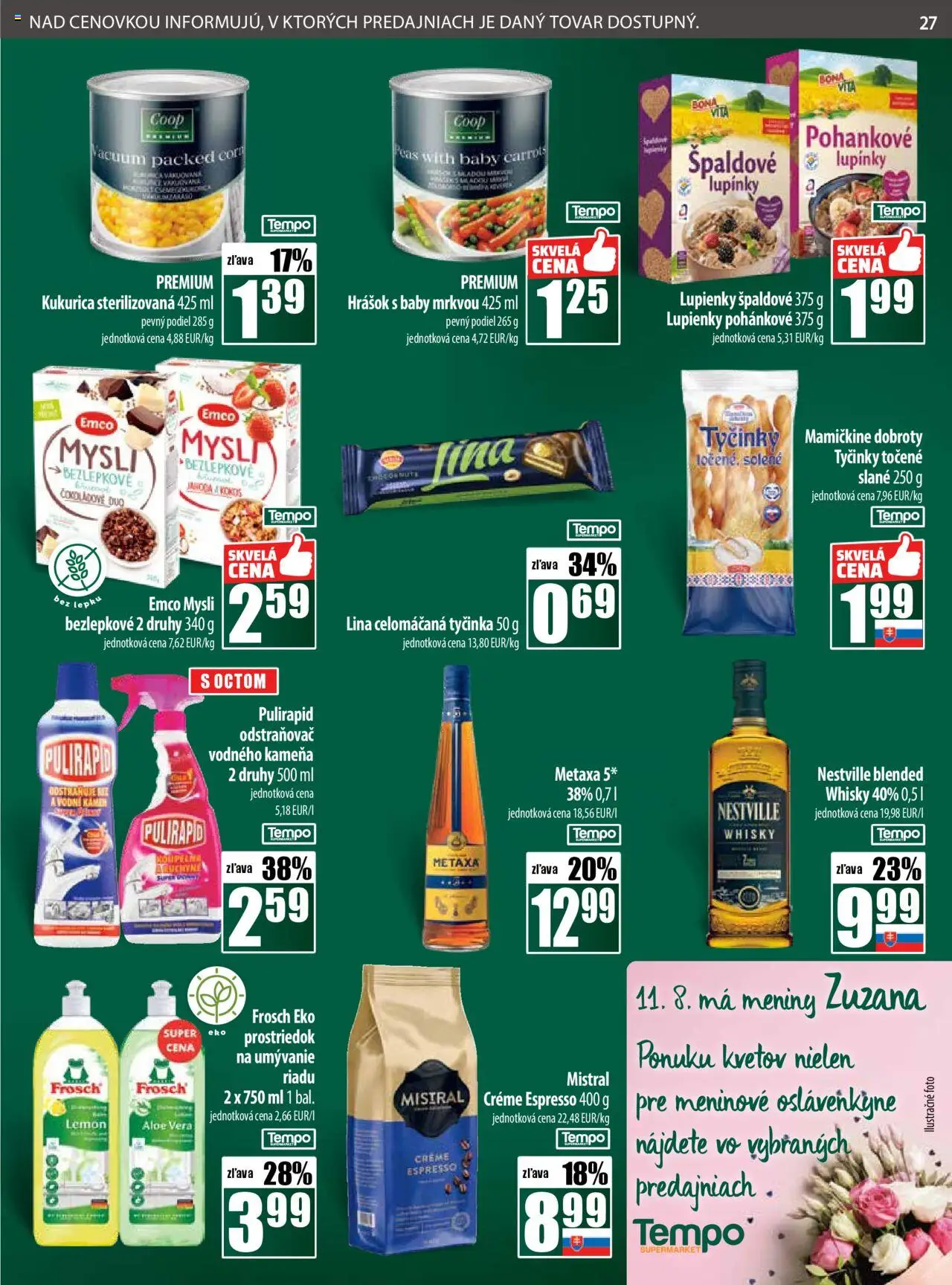 COOP Jednota leták │ platný od 07.08.2025 | Strana: 27 | Produkty: Metaxa, Hrášok, Whisky, Kukurica
