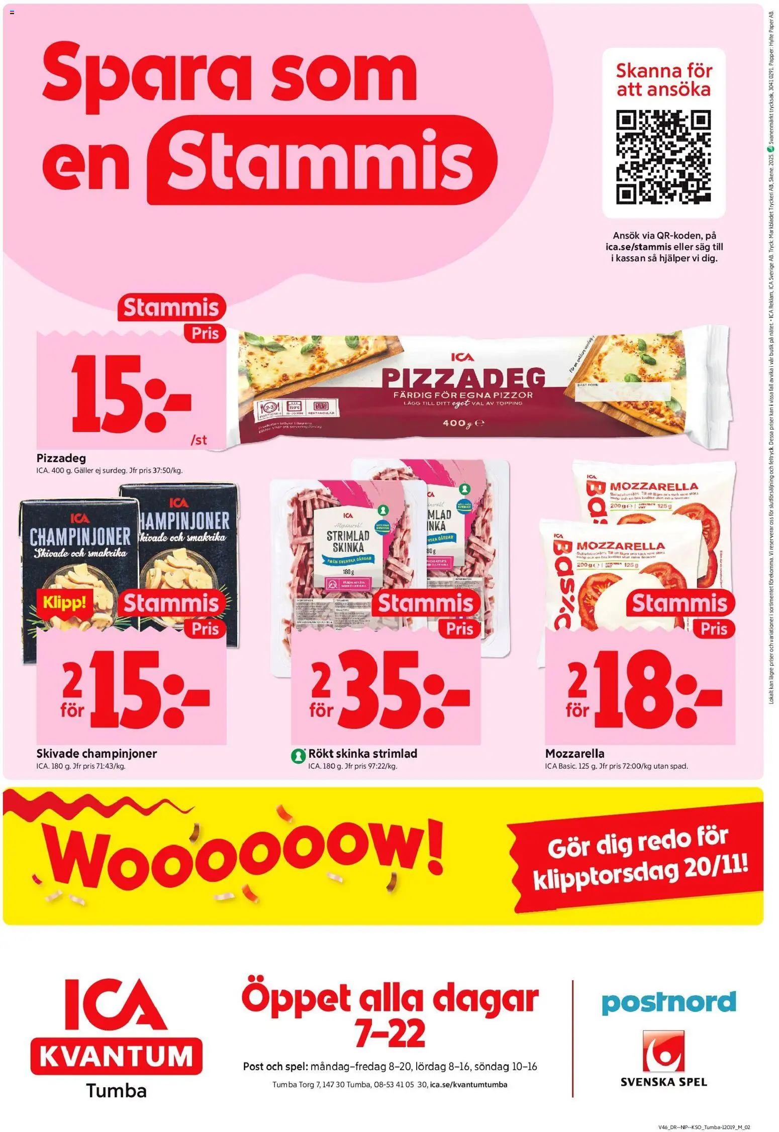 ICA Kvantum reklamblad aktuell från 10.11.2025 | Sida: 8 | Produkter: Såg, Galler, Skinka, Champinjoner