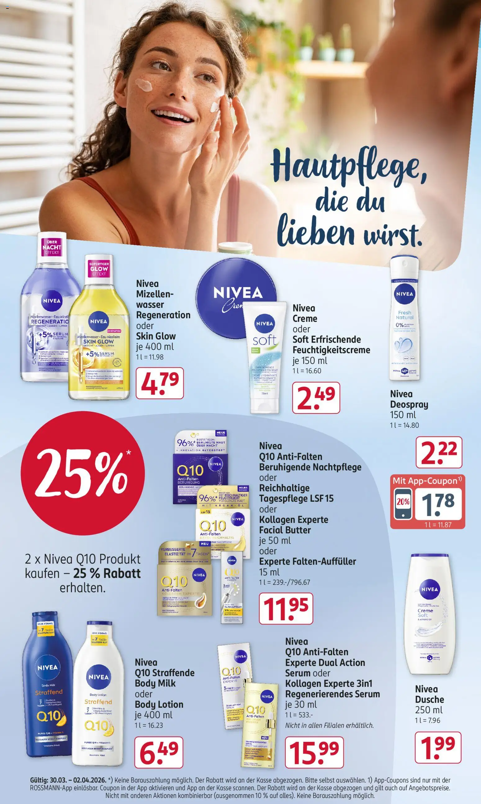 Rossmann Prospekt 	 – gültig ab 30.03.2026 | Seite: 12 | Produkte: Butter, Wasser, Deospray, Serum