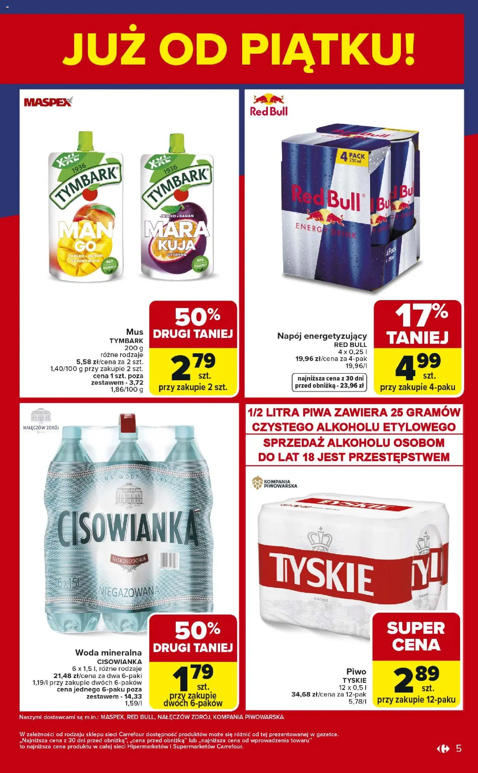 Carrefour Gazetka - Weekend okazji od 02.01.2026 | Strona: 5 | Produkty: Cytryna, Red bull, Tyskie, Piwo