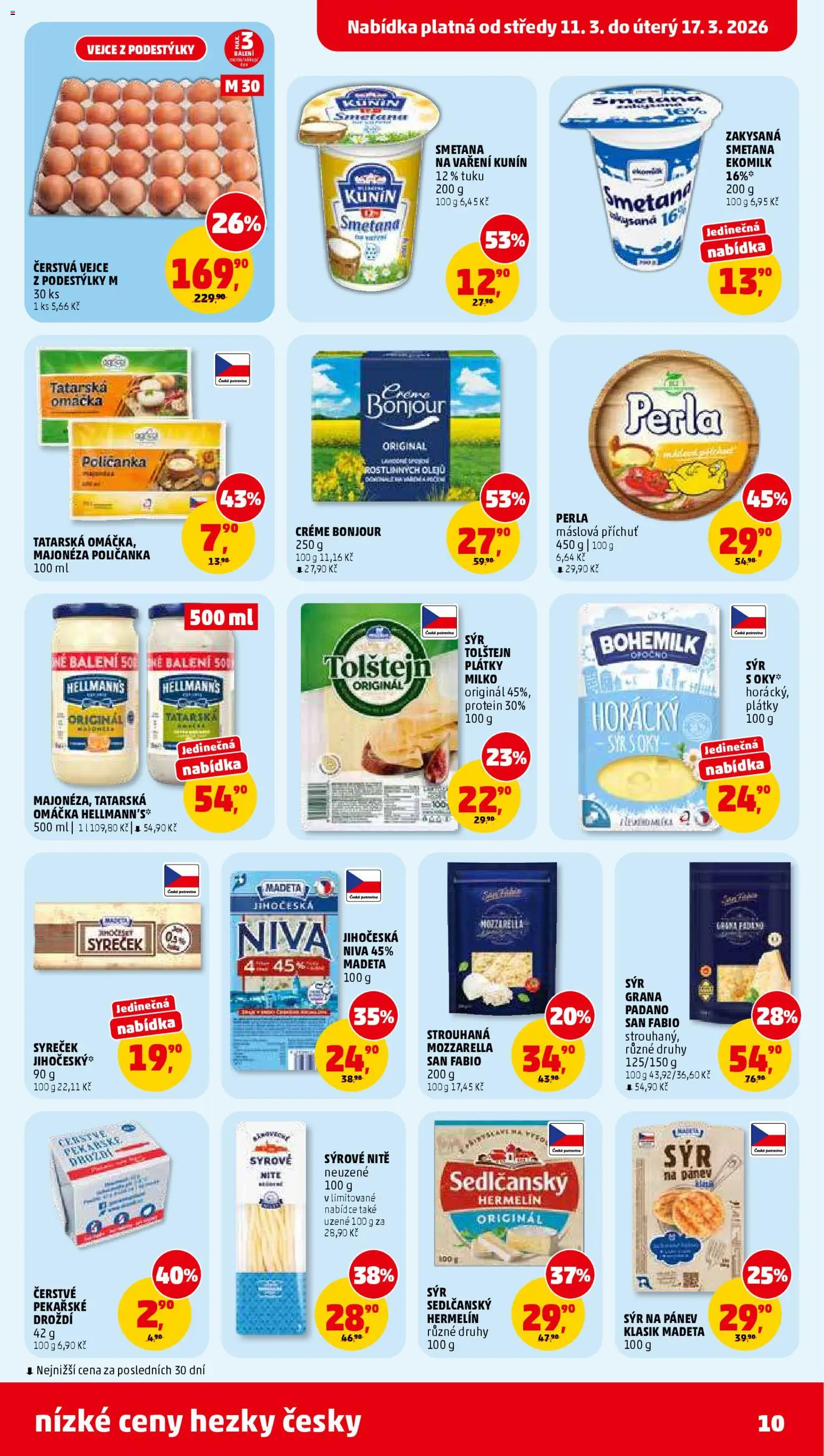Penny Market leták od 11.03.2026 | Strana: 10 | Produkty: Sýr na pánev, Hellmann's, Smetana na vaření, Protein