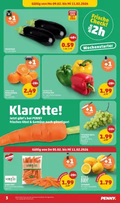 Penny Markt Flugblatt ab 05.02.2026 gültig | Seite: 3 | Produkte: Mandarinen, Gemüse, Obst