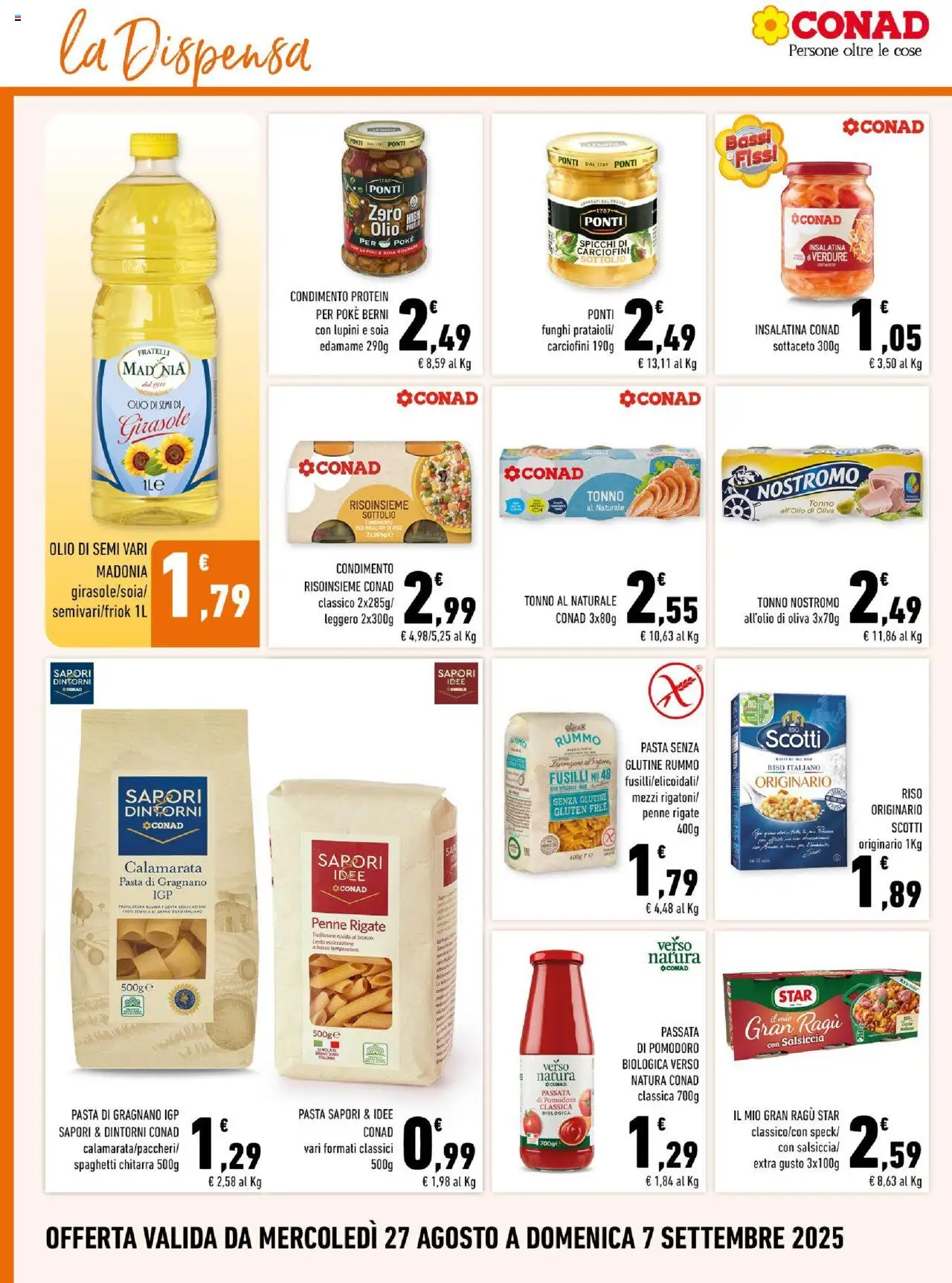 Volantino Conad del 27.08.2025 | Pagina: 10 | Prodotti: Riso, Passata di pomodoro, Ragú, Tonno