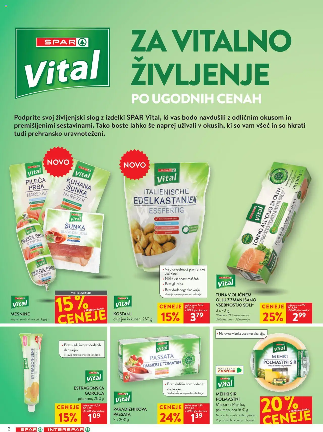 Novi Spar katalog ponudbe – veljaven od 15.10.2025 | Stran: 2 | Izdelki: Tuna, Gorčica, Sir, Sunka
