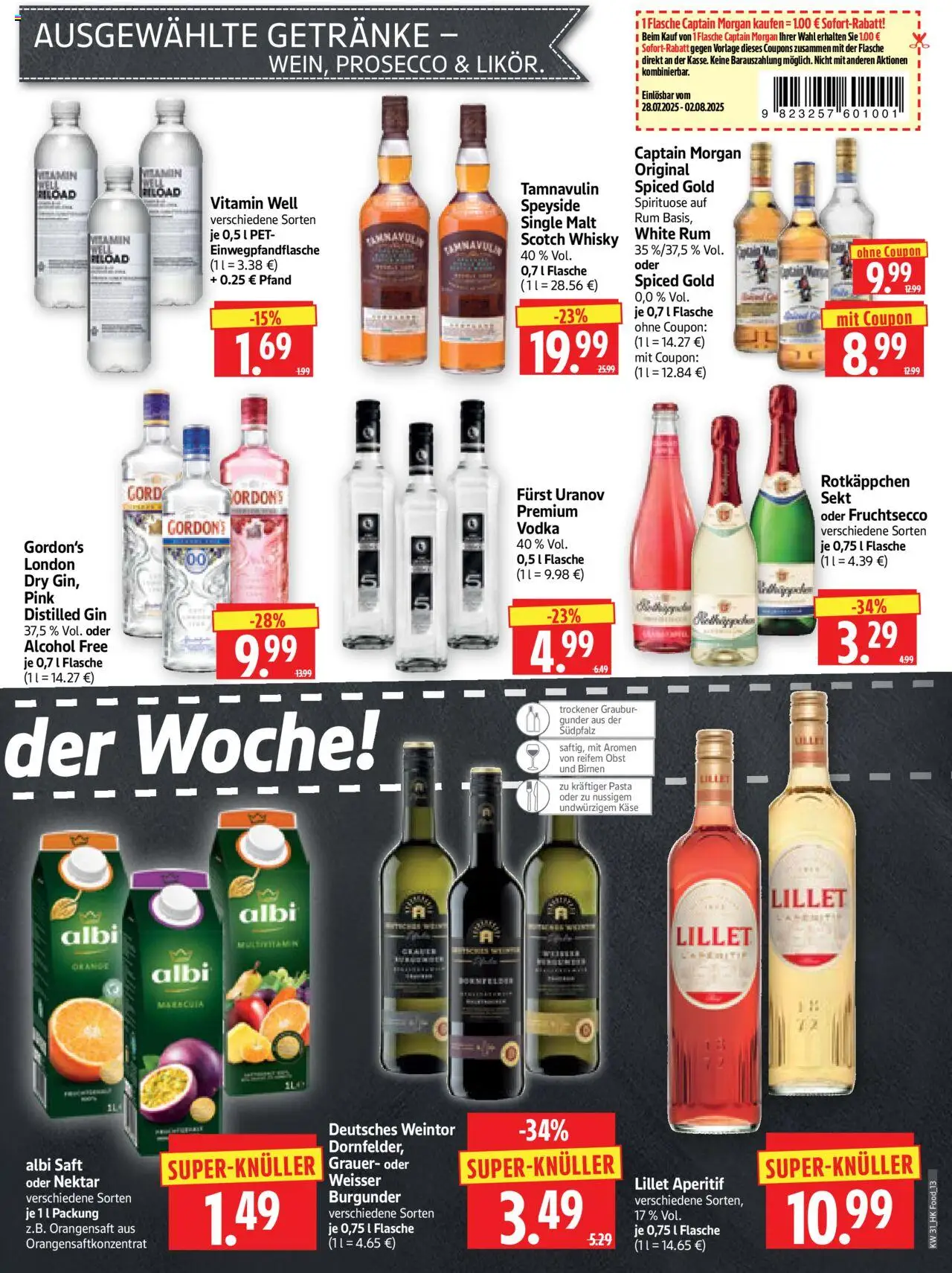 HERKULES Prospekt 	 - gültig ab dem 28.07.2025 | Seite: 13 | Produkte: Fruchtsecco, Prosecco, Saft, Vodka