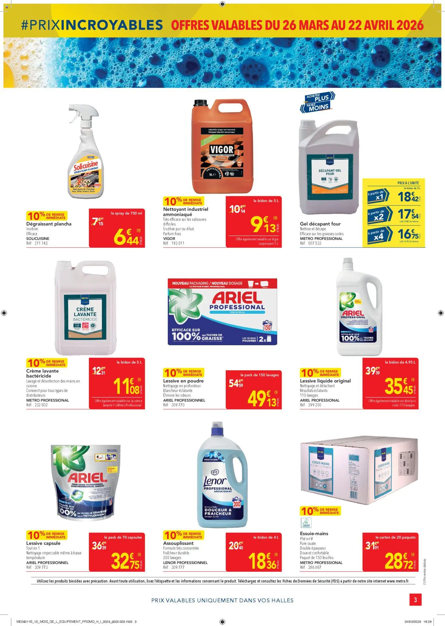 {H1} | Page: 3 | Produits: Plancha, Poudre, Détachant, Crème