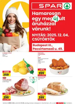 Spar üzlet megújulás BP. Pacsirtamező u. - amely érvényes a következő dátumtól: 04.12.2025