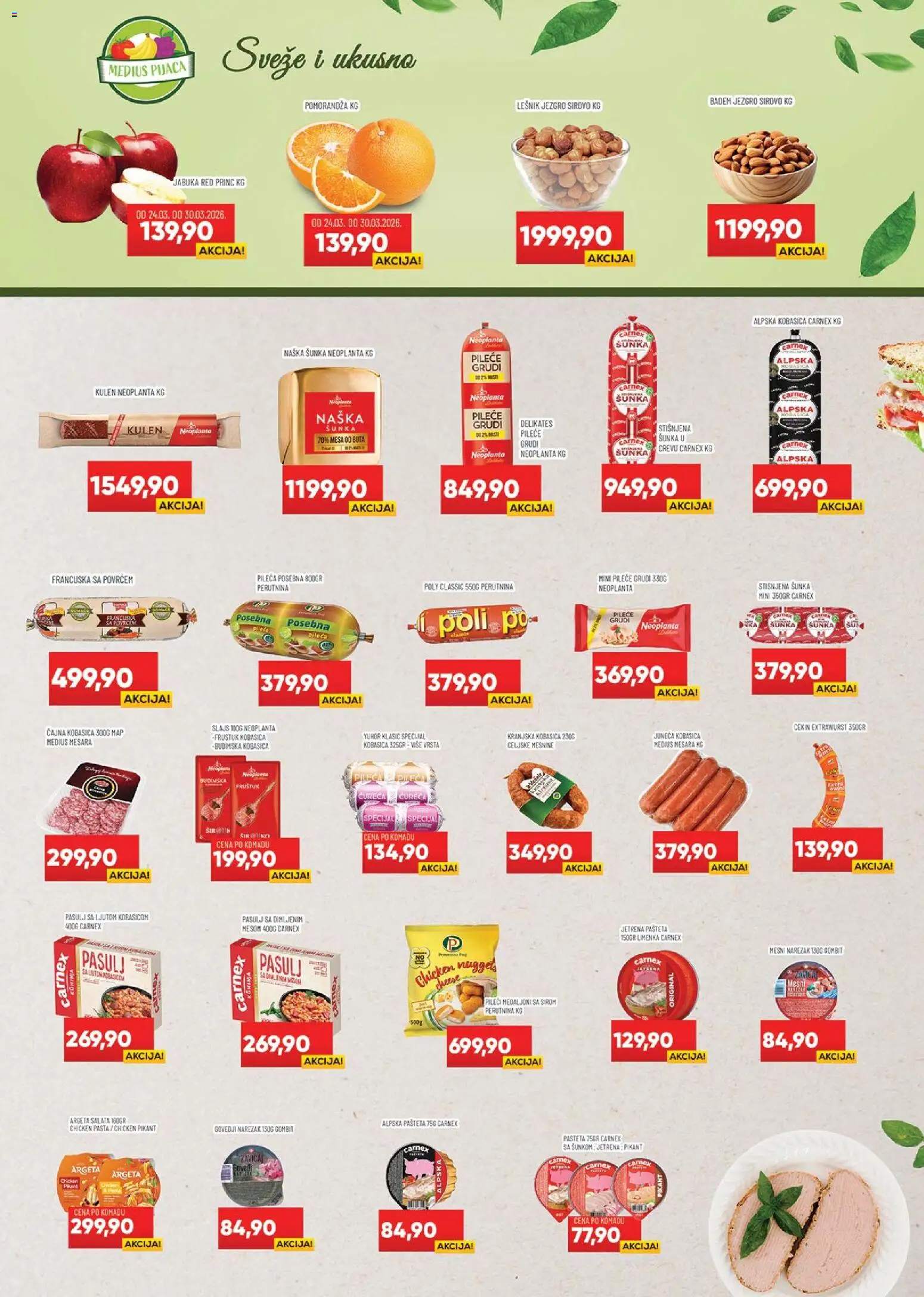 Medius katalog - važi od 24.03.2026 | Strana: 3 | Proizvode: Badem, Chicken nuggets, Pomorandza, Pašteta